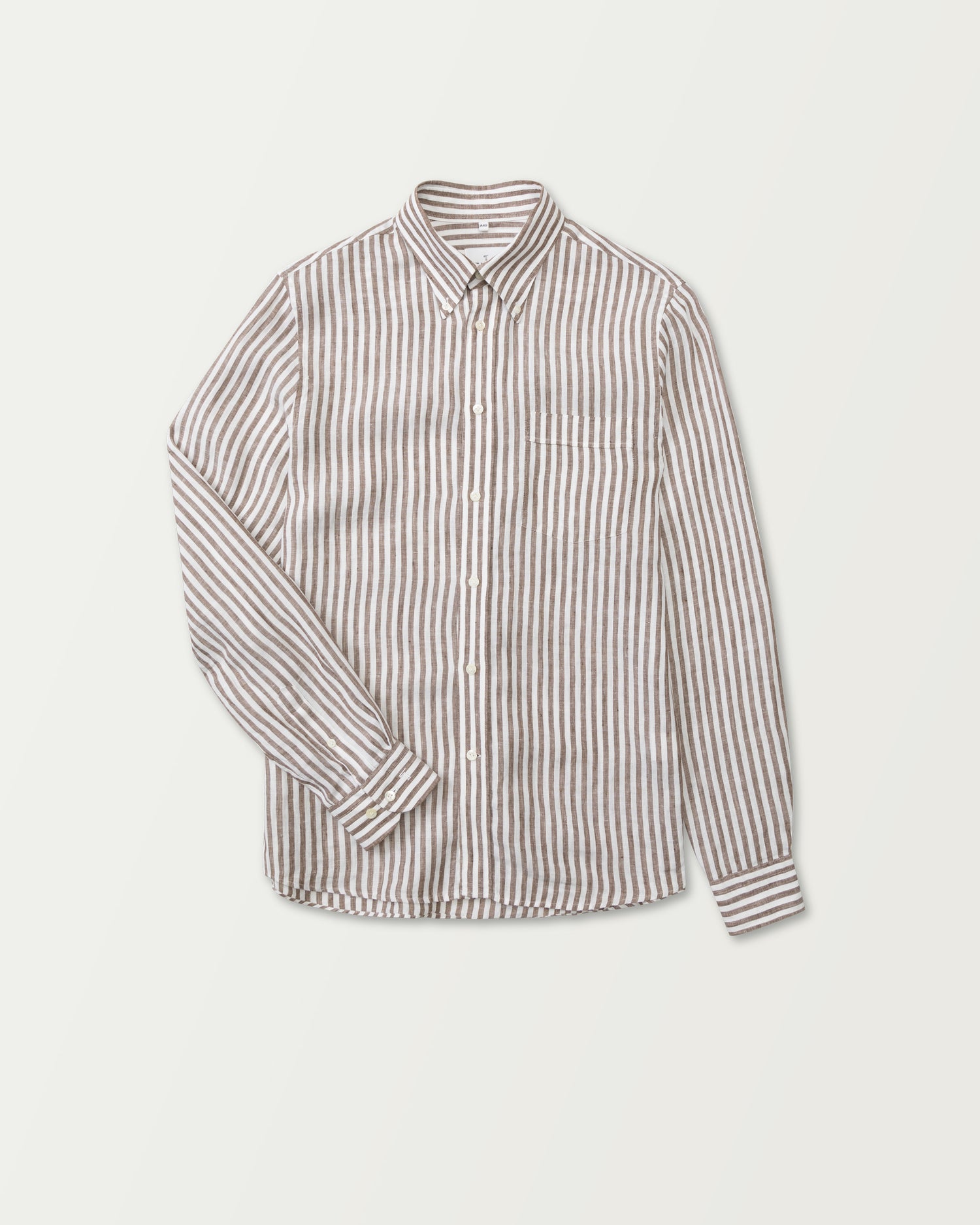 Brown & White Stripe Linen Shirt (8669795385674)