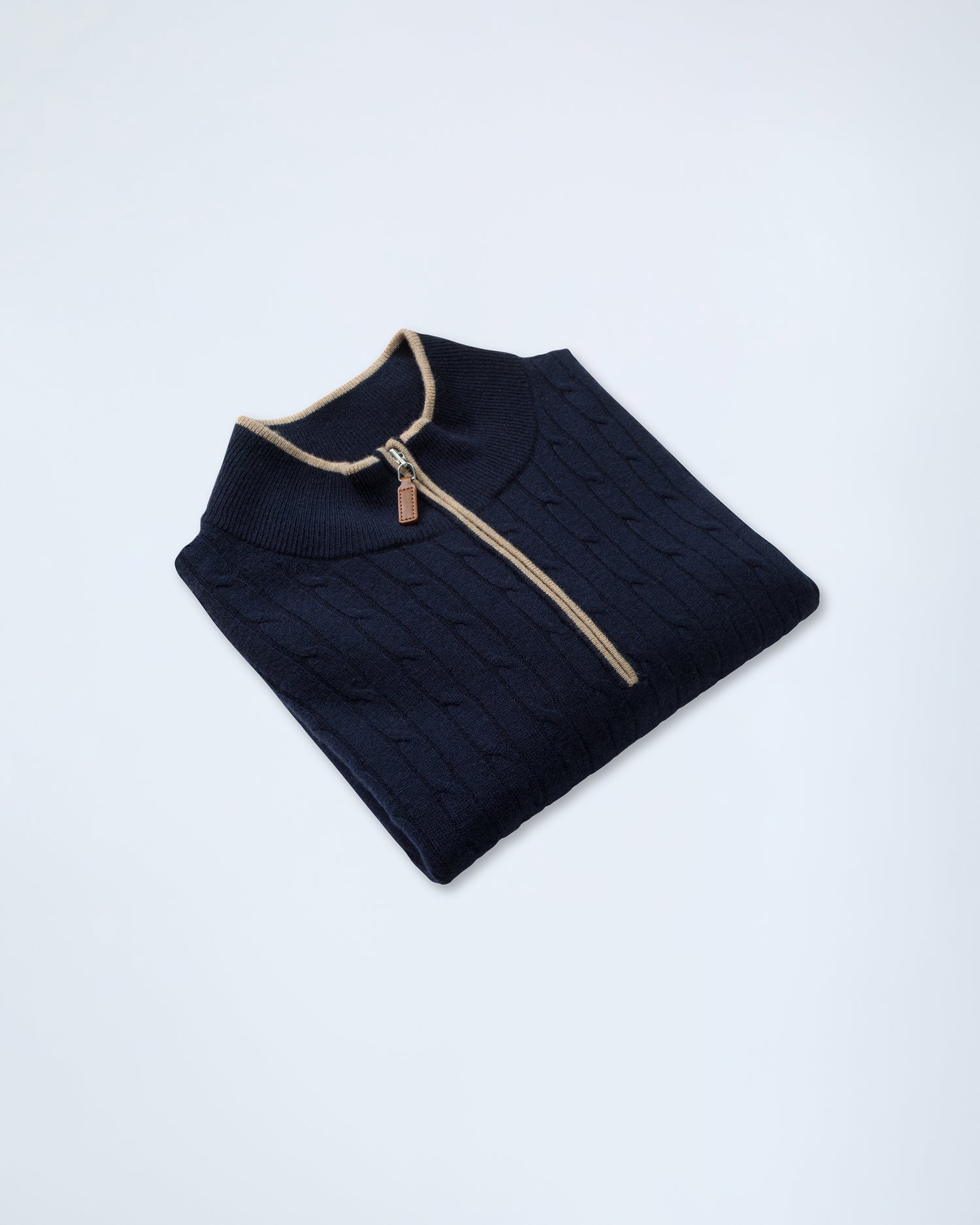Navy Cable Zip Neck (10259267453258)