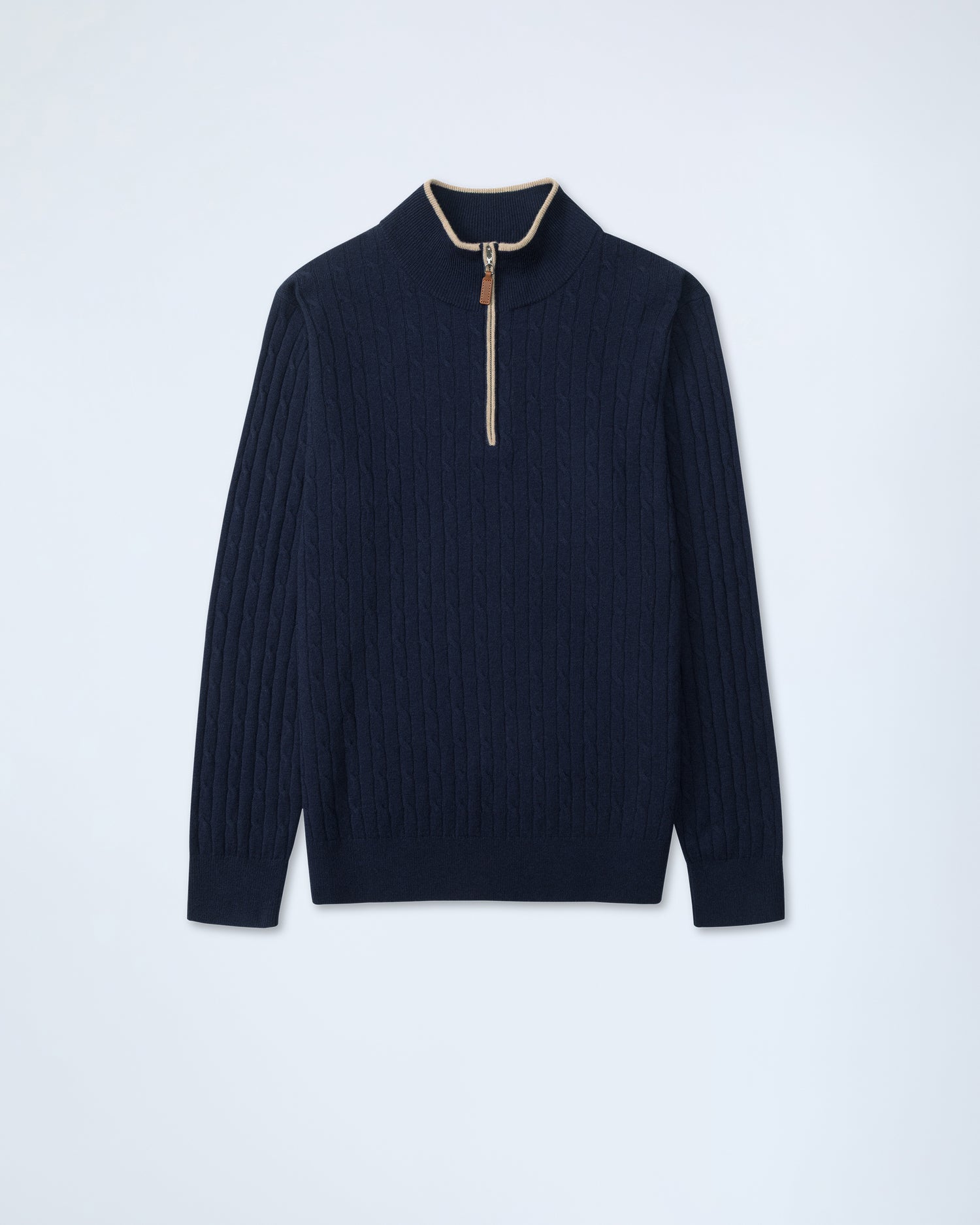 Navy Cable Zip Neck (10259267453258)