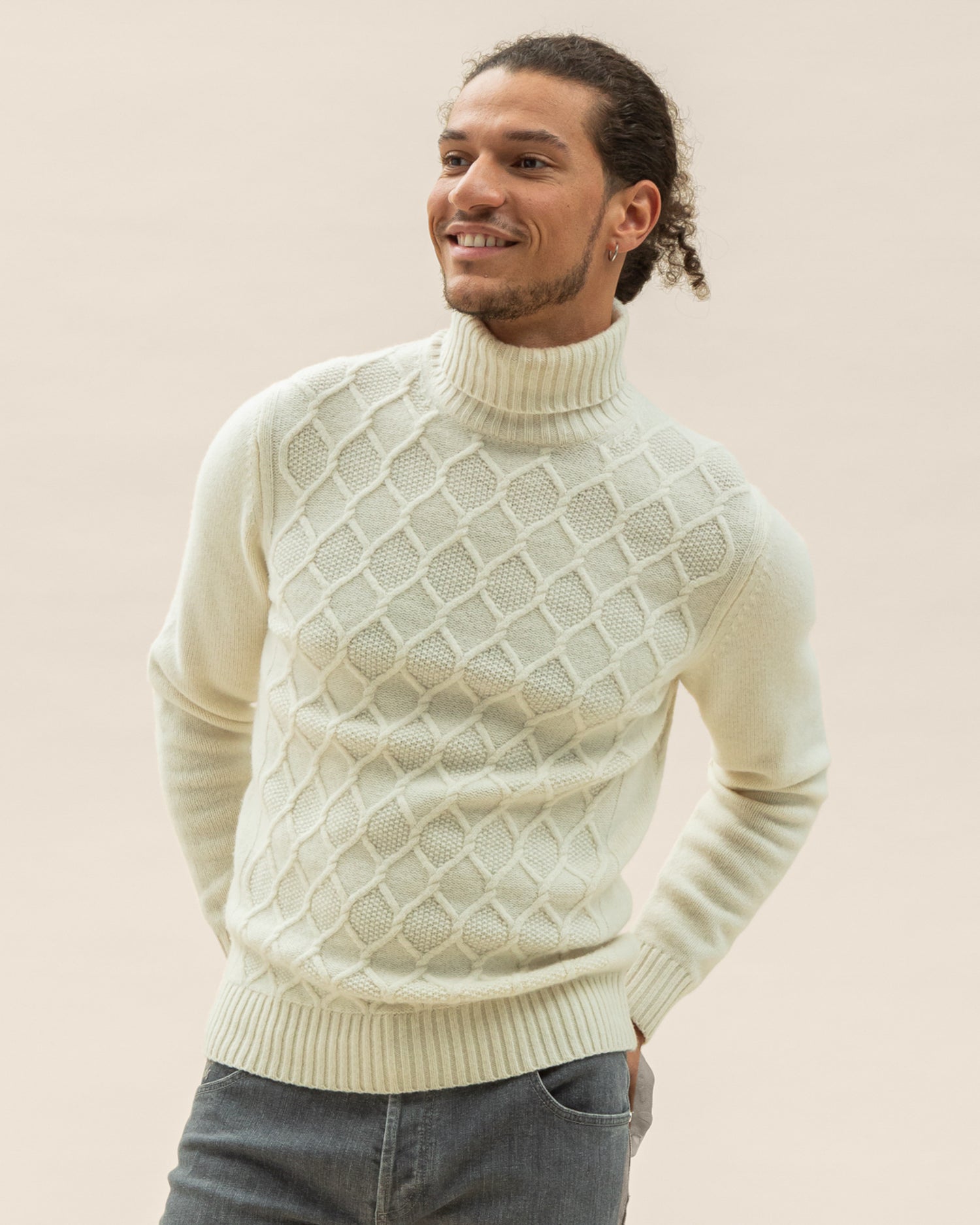 Chunky Wool Cable Ivory Rollneck (7787380048094)