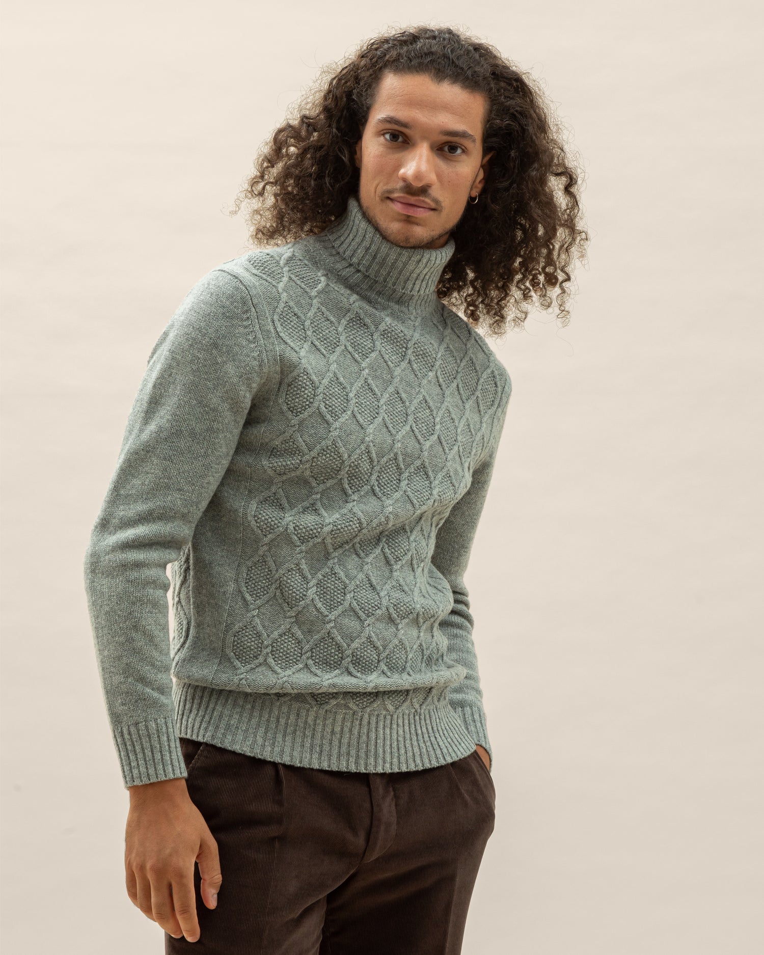 Chunky Wool Cable Grey Rollneck (8454810403146)