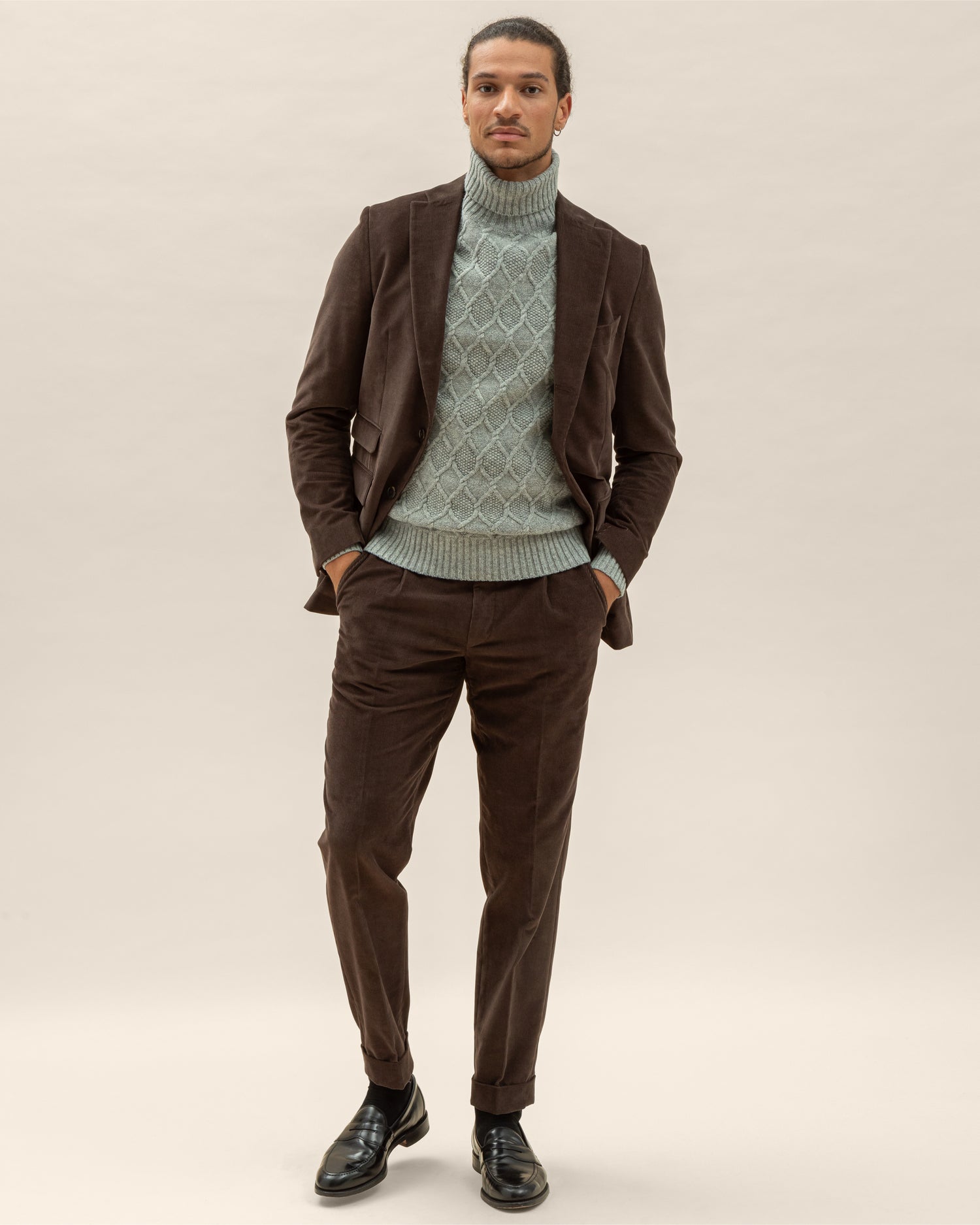 Brown Corduroy Suit in Slim fit (8480000475466)