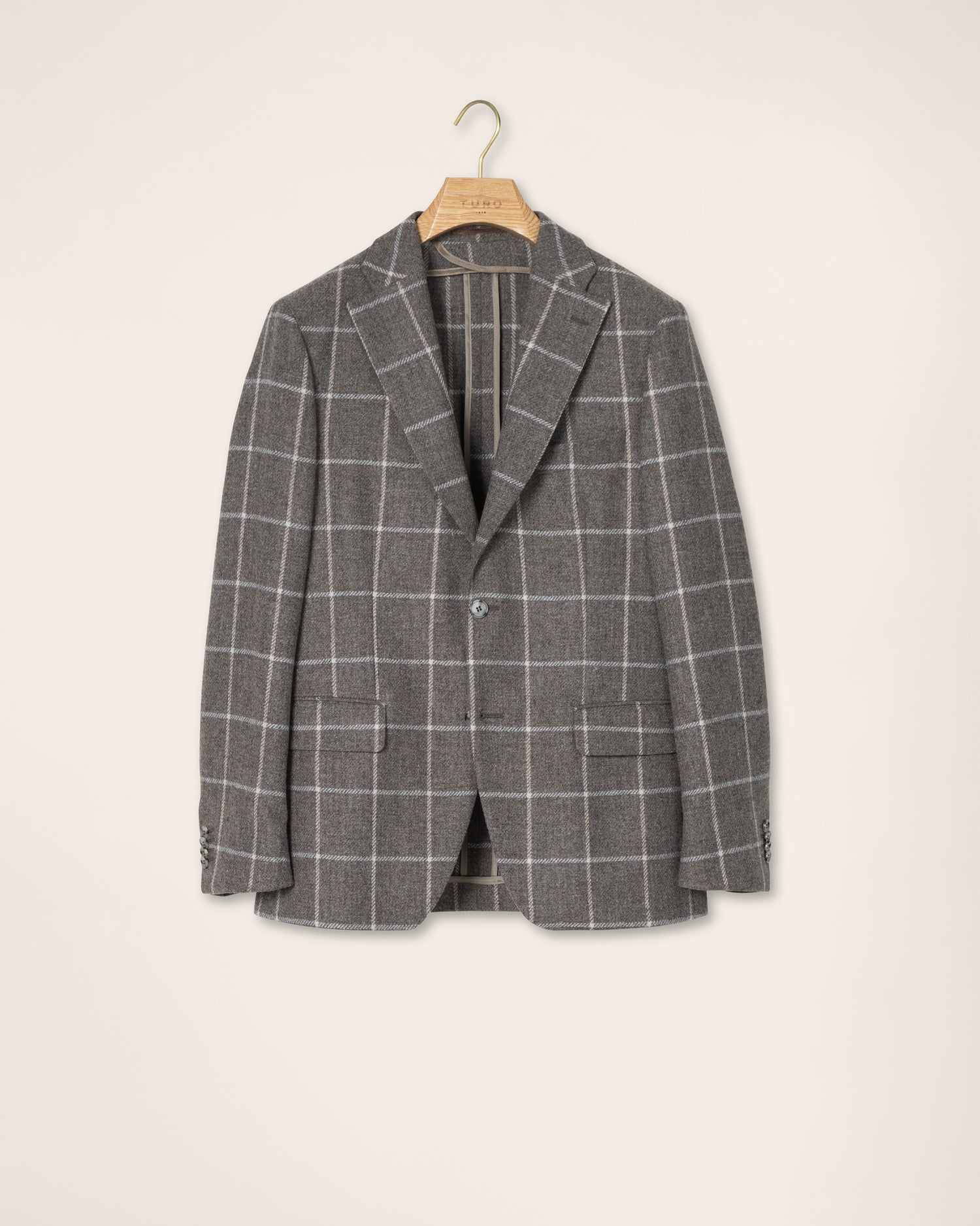 Windowpane Blazer in Beige