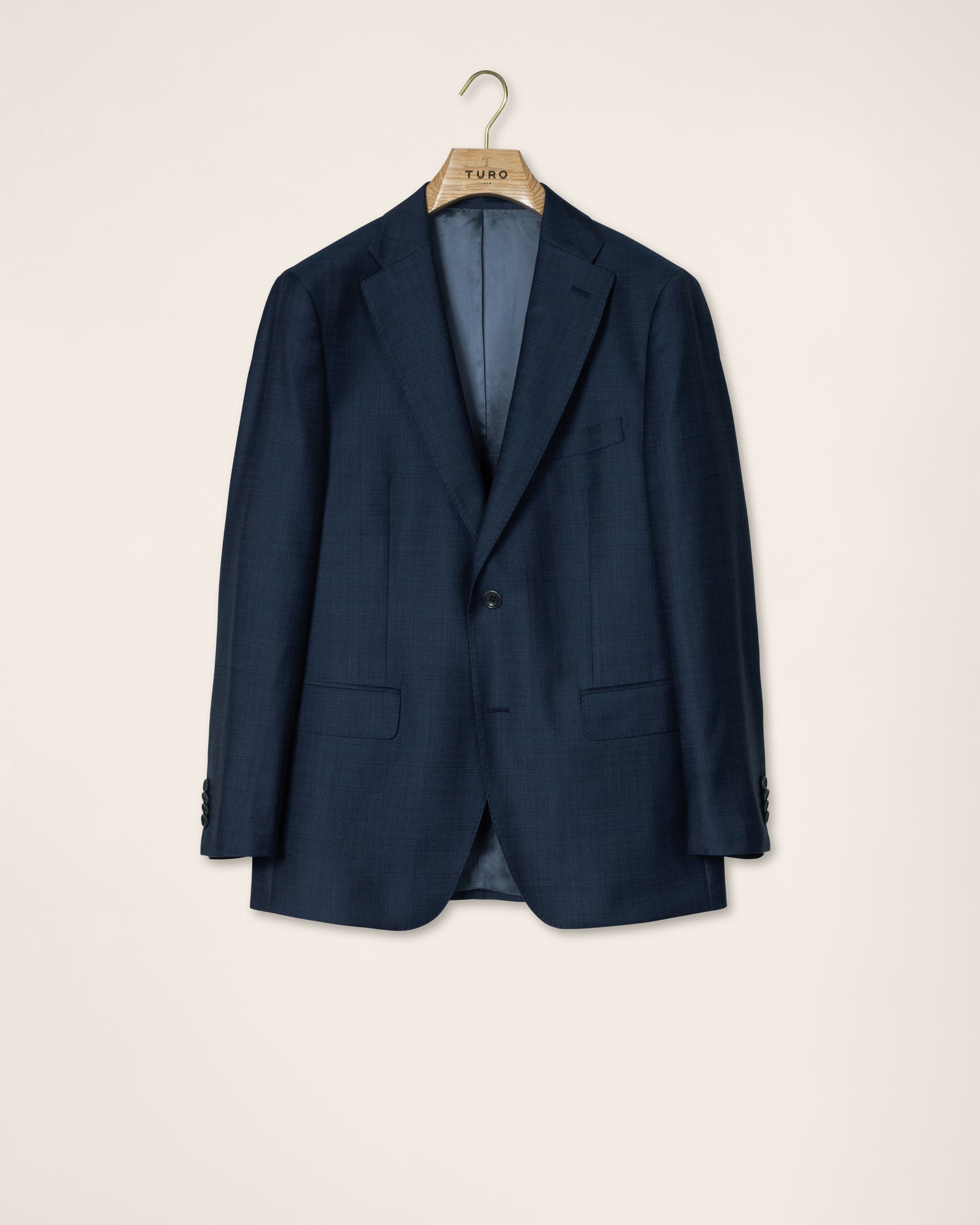 Micro Structure Wool Suit in Navy