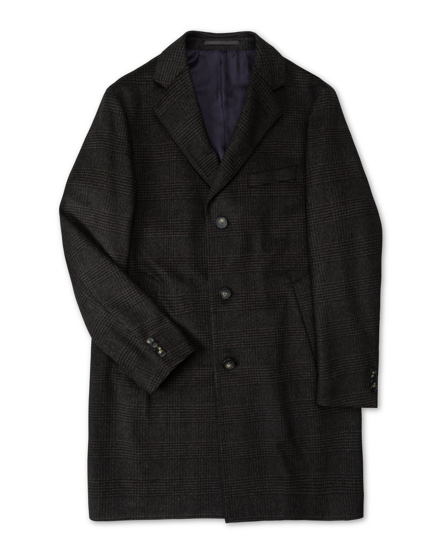 Slim fit Overcoat in Brown Check Fortuny Wool-Cashmere Blend (8464784654666)