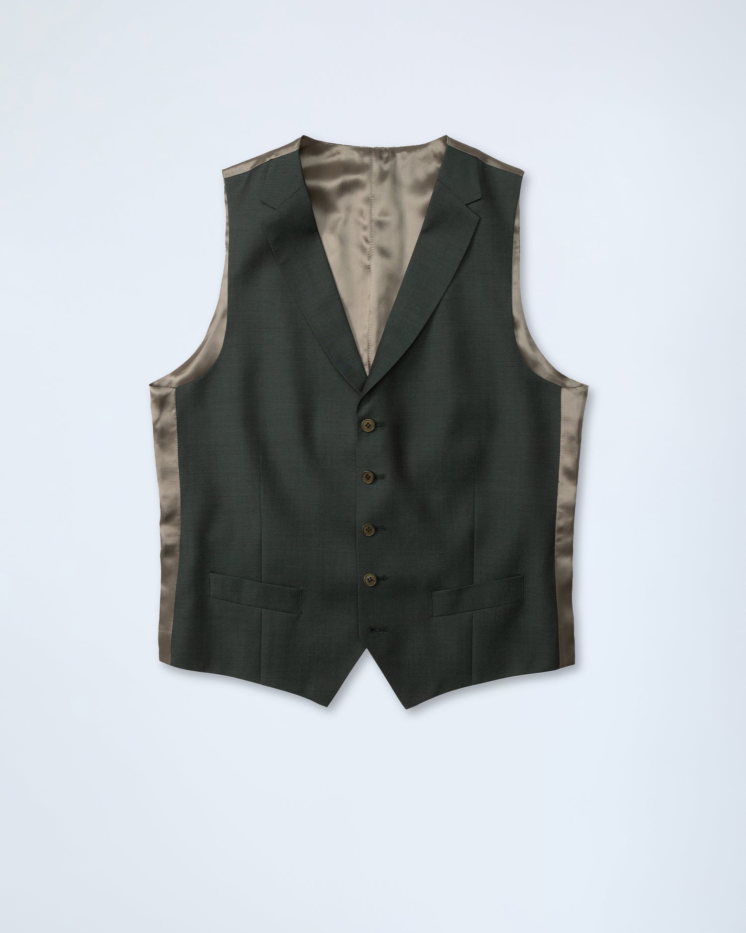 Dark Green Super 100's Wool Waistcoat (9992621097290)