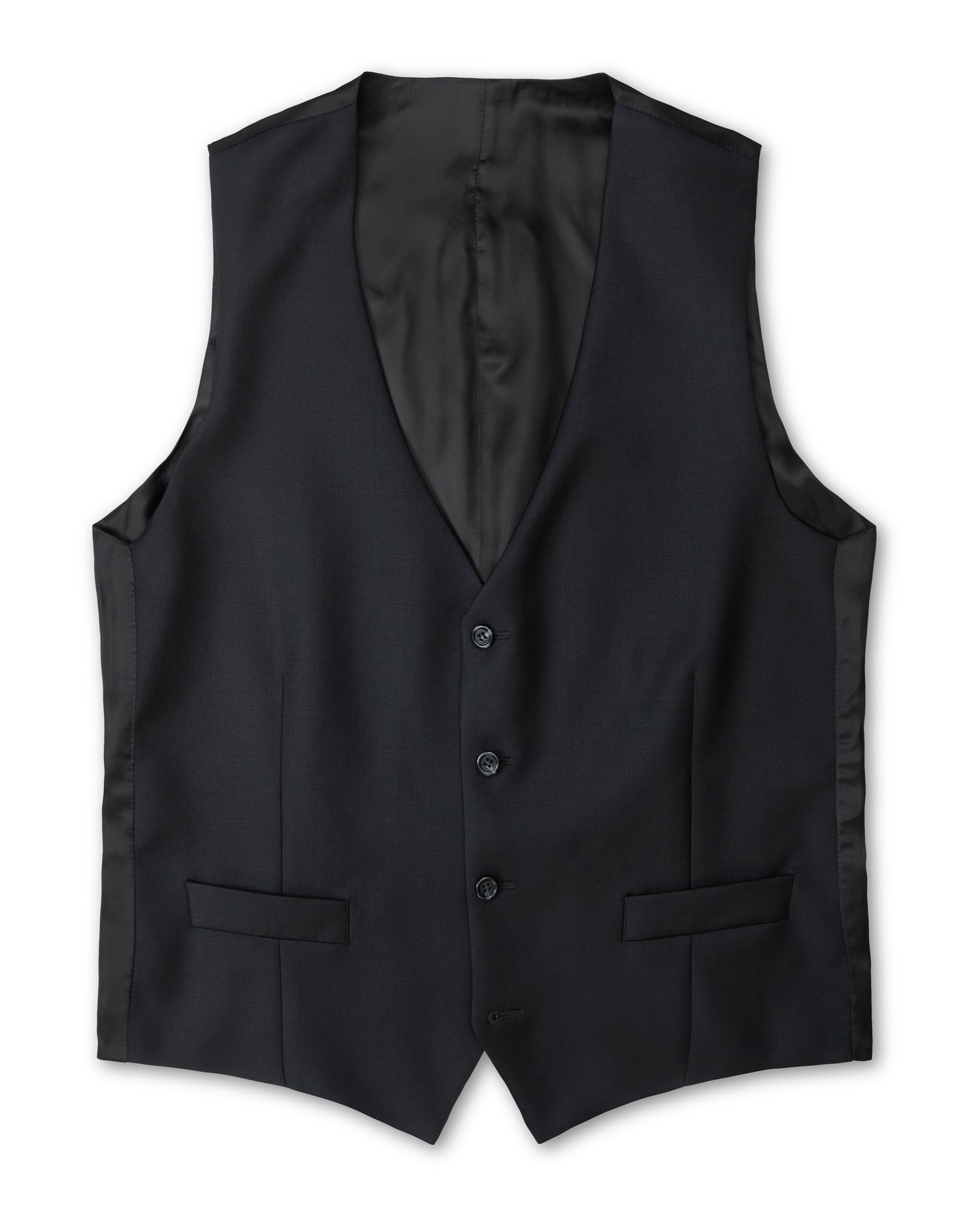 Black Vitale Barberis Wool Suit Waistcoat (7949532987614)