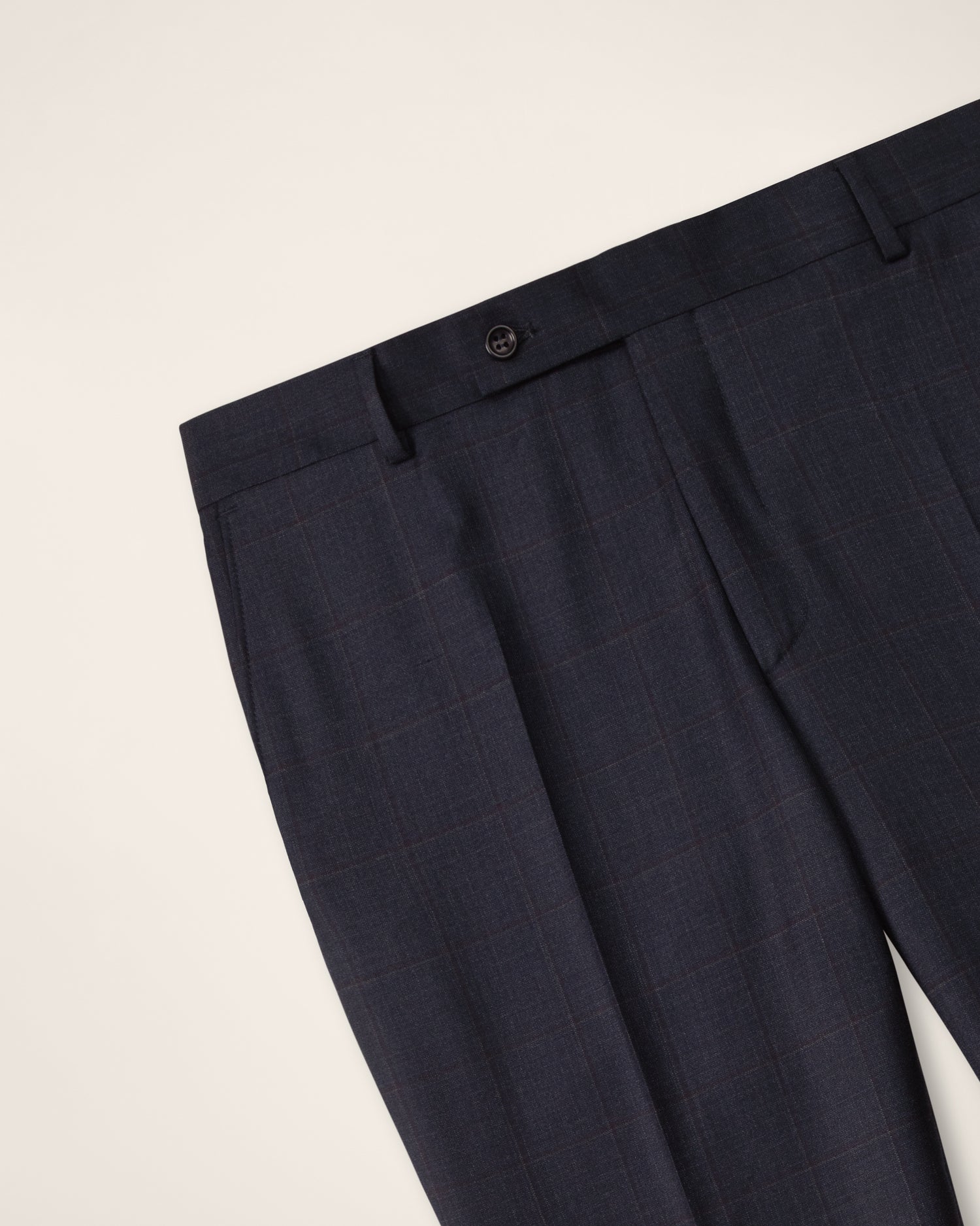 Premium Wool Suit in Navy Check