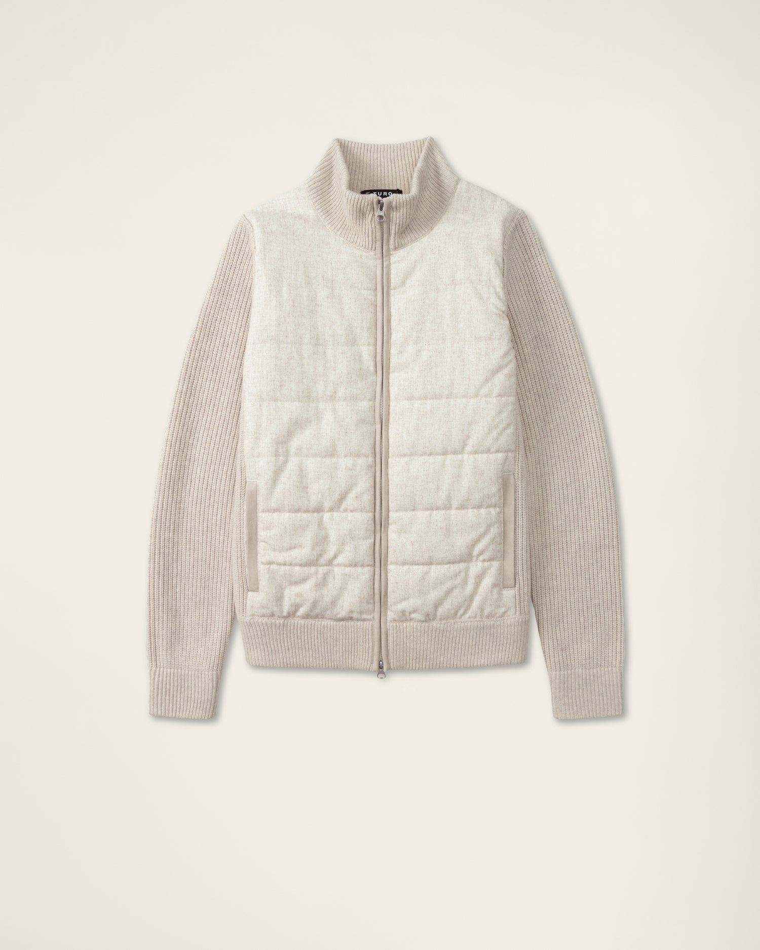 Zip-Up Cardigan in Beige