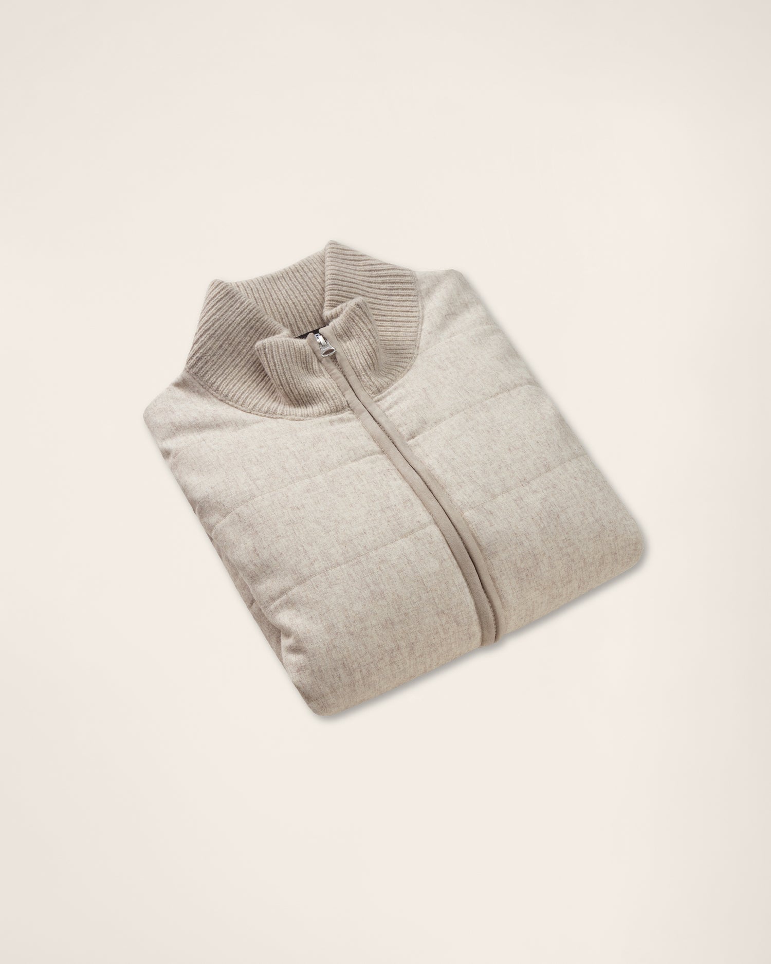 Zip-Up Cardigan in Beige