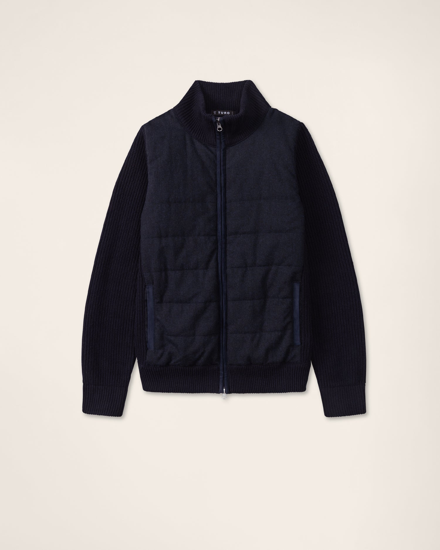 Zip-Up Cardigan in Navy