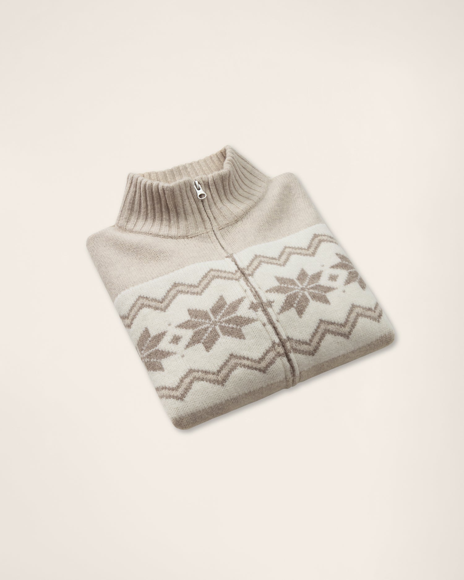 Vetoketjullinen neulepusero, beige