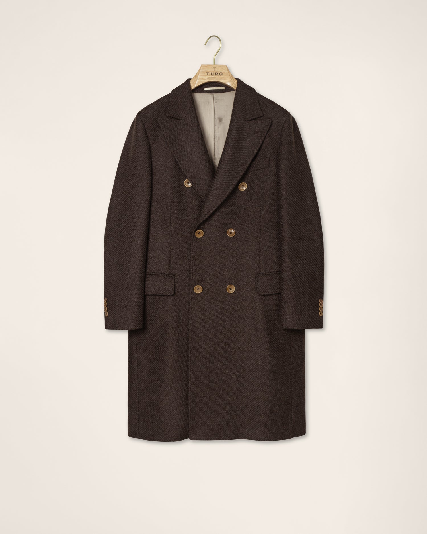 Double-Breasted Overcoat in Dark Brown