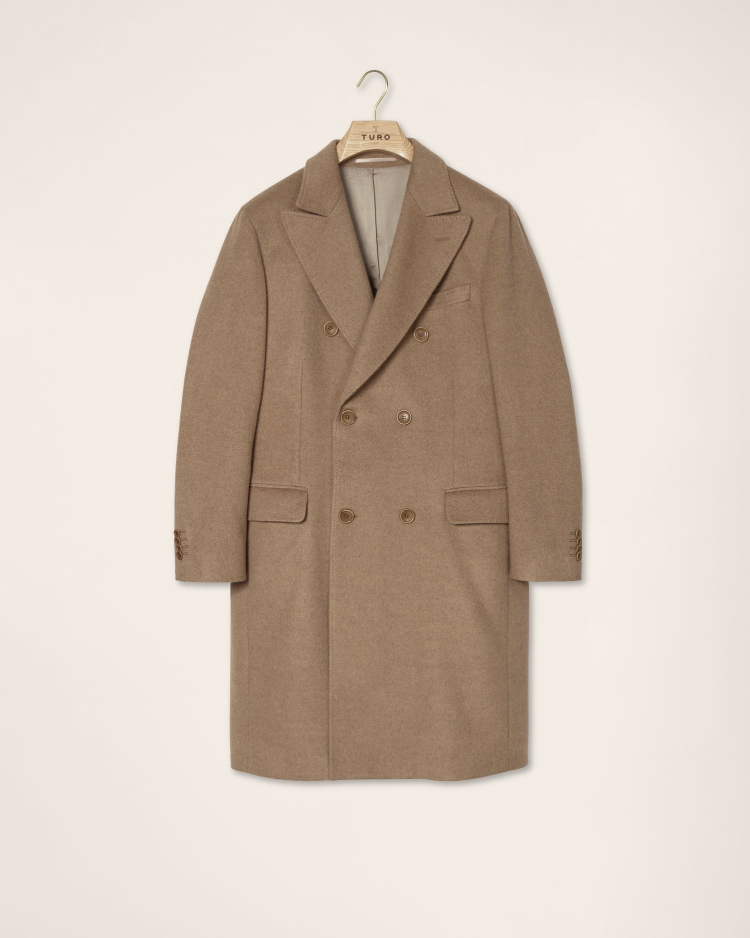 Double-Breasted Overcoat in Camel Hair