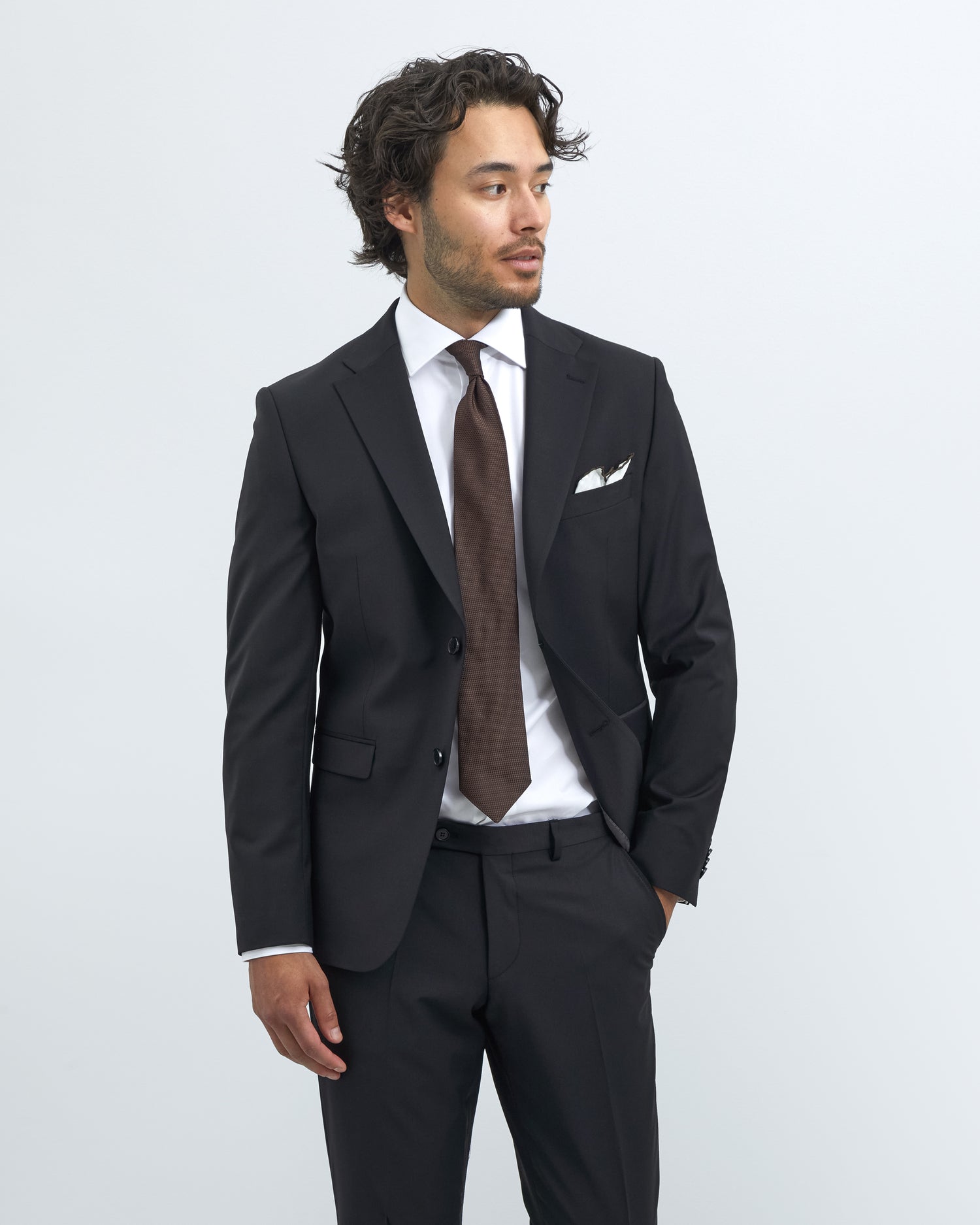 Black Athlete Fit Suit Jacket in Stretch Fabric (2145258799166)