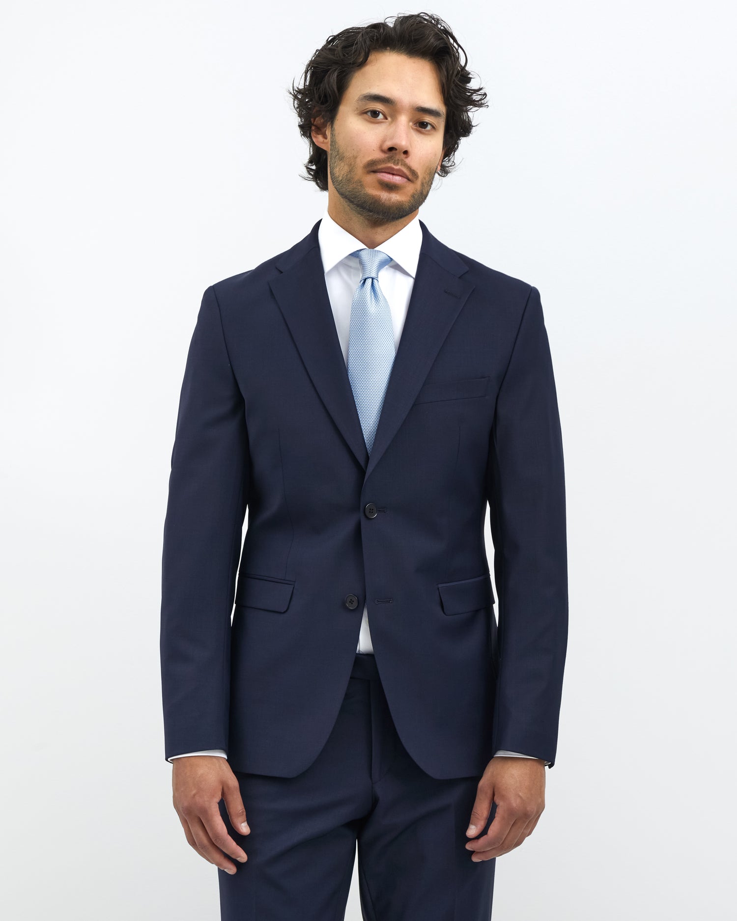 Navy Blue Athlete Fit Suit Jacket in Stretch Fabric (2075912339518)