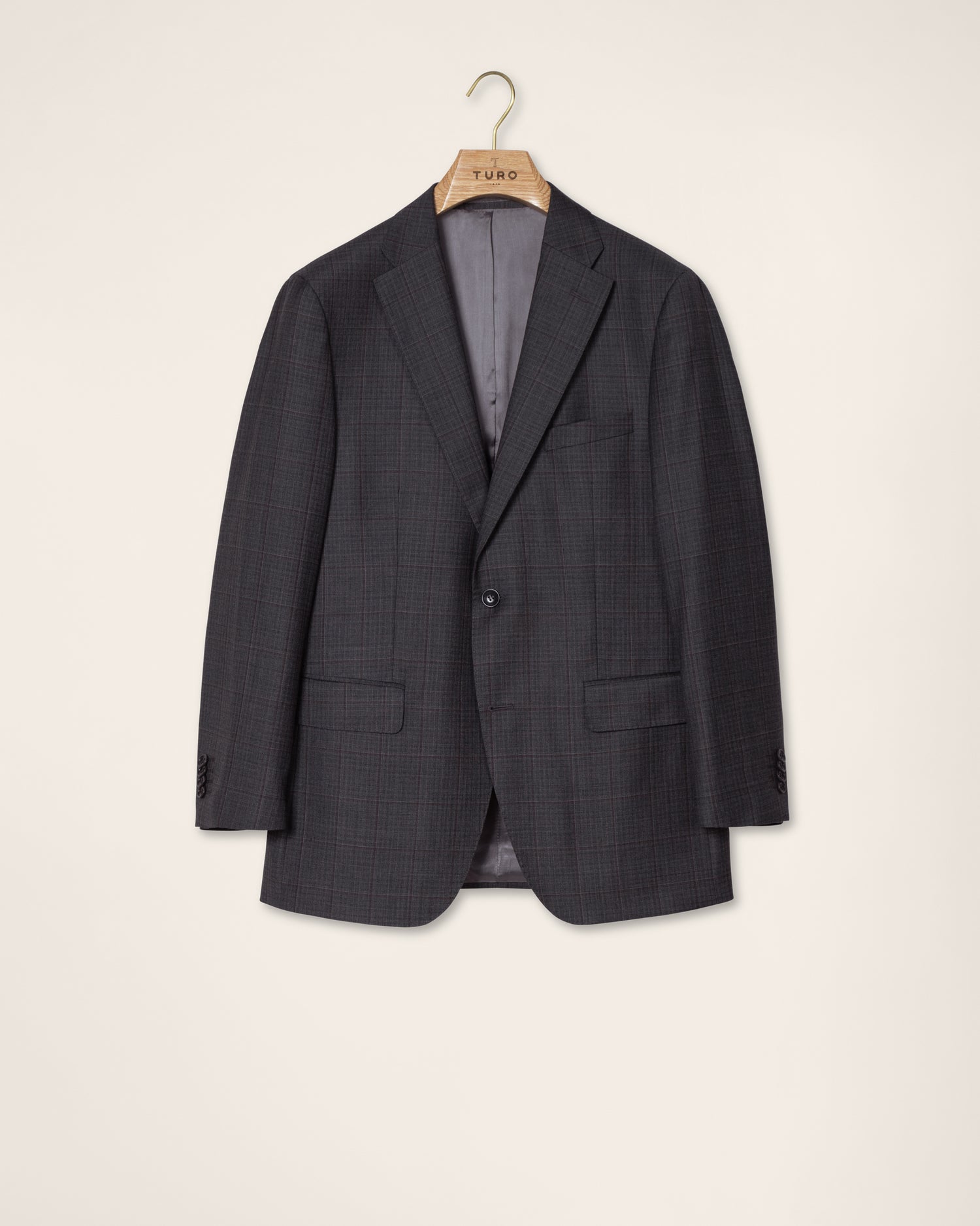 Premium Wool Suit in Navy Check