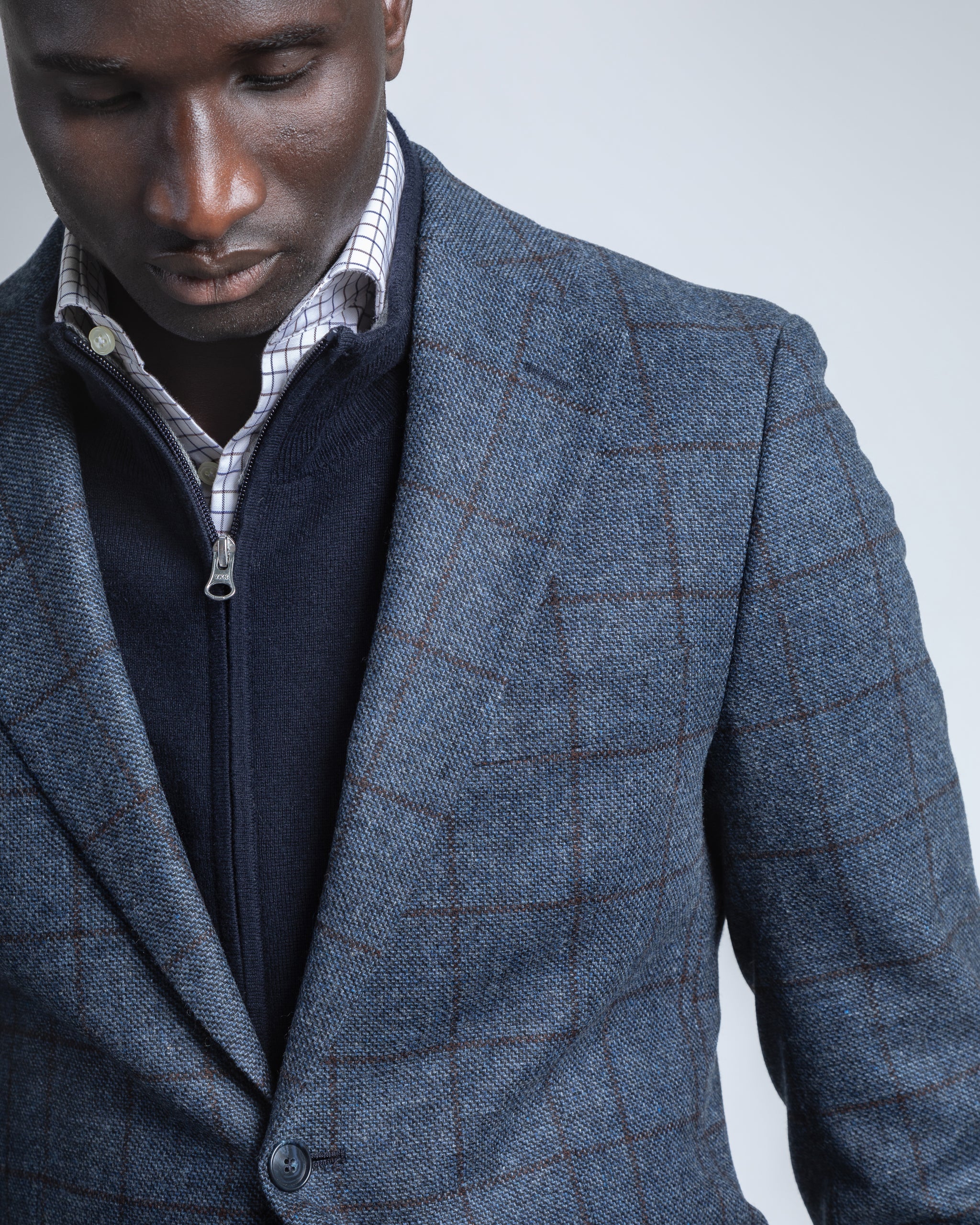 Casual Wool Cashmere Jacket with Check Turo
