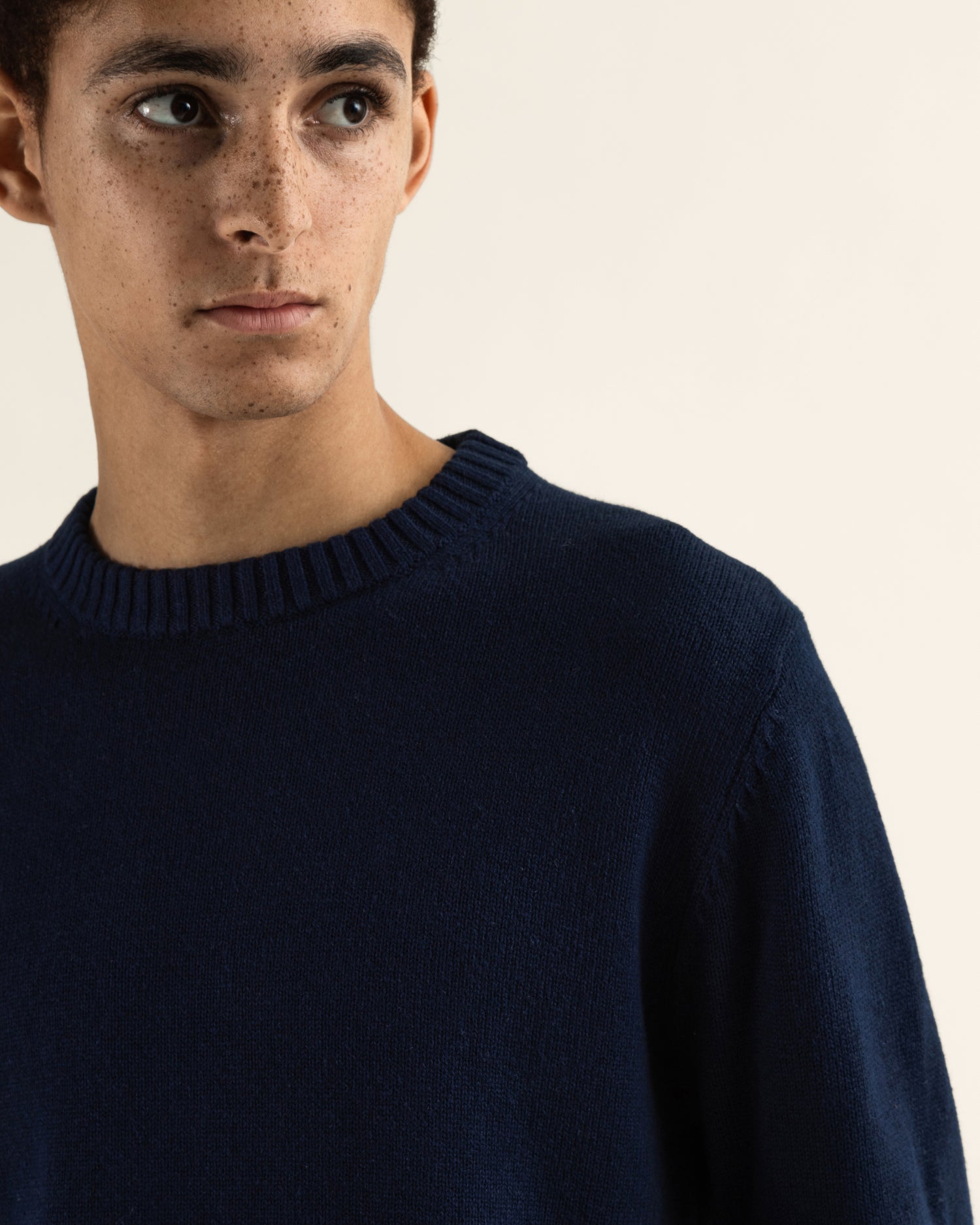 Crew-neck Pullover in Navy Blue