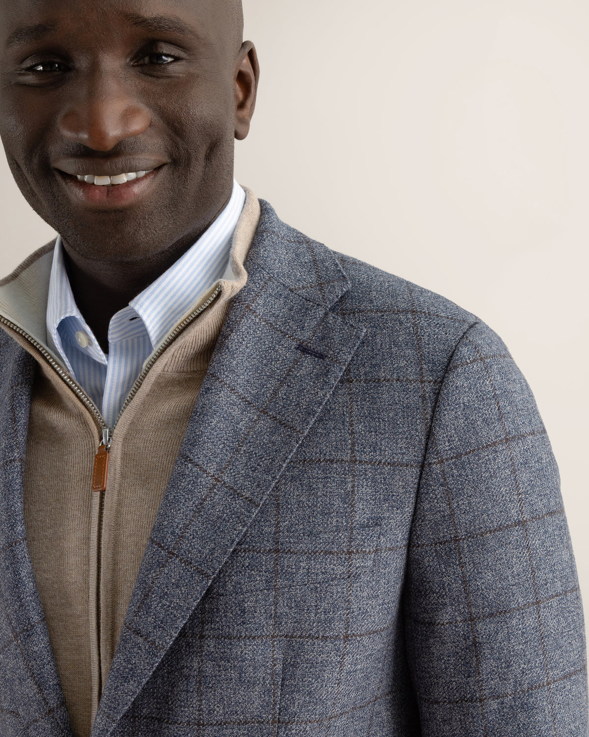Blue Blazer in Windowpane Check