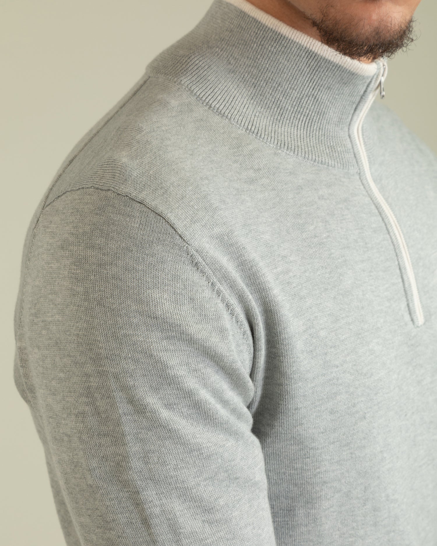 Soft cotton zip neck in Grey (8624045850954)
