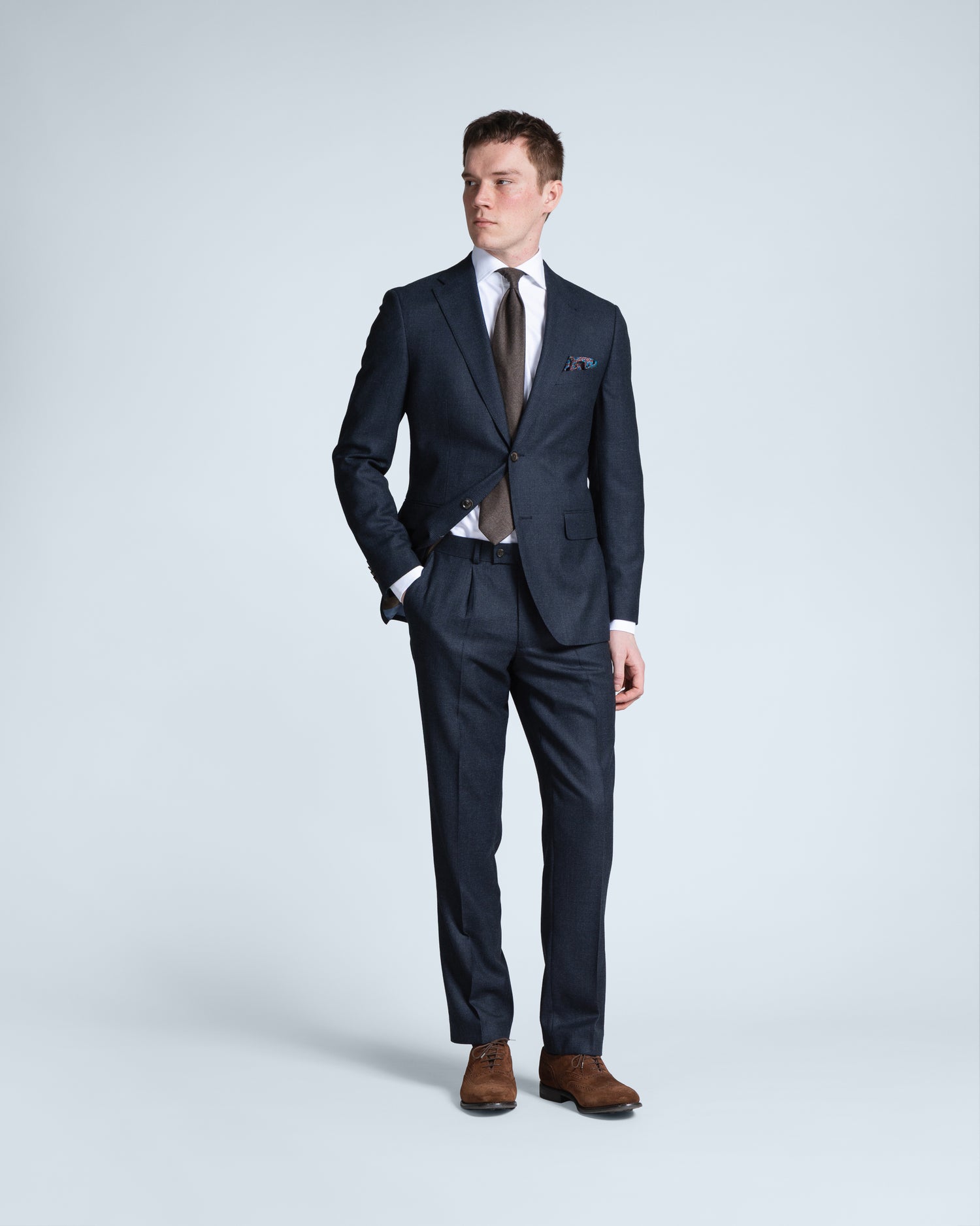 Navy Flannel Suit with Check (10256813883722)
