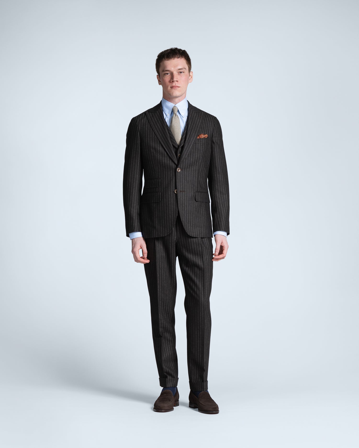 Exclusive Pinstripe Suit in Dark Brown (10266154598730)