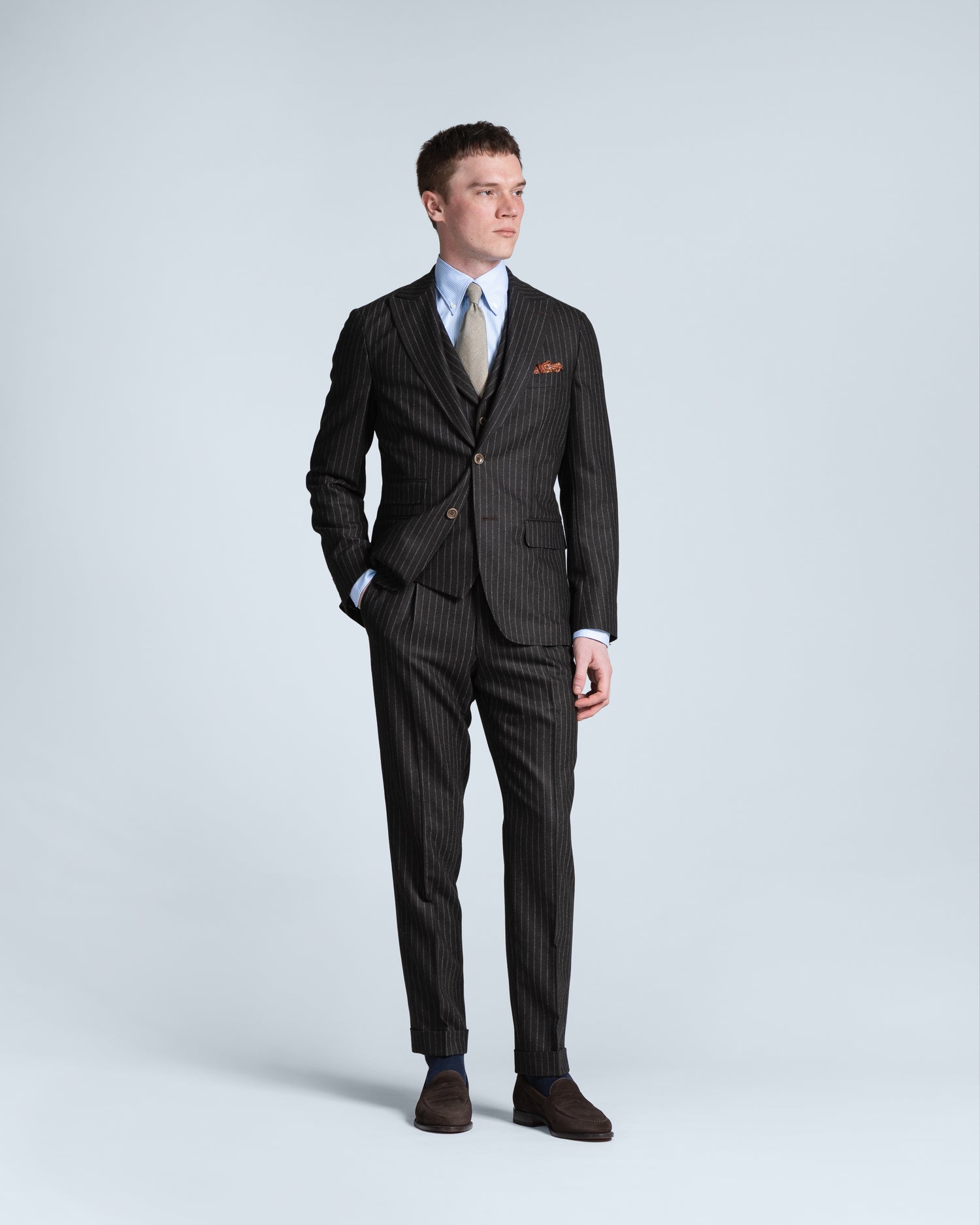 Exclusive Pinstripe Suit in Dark Brown (10266154598730)