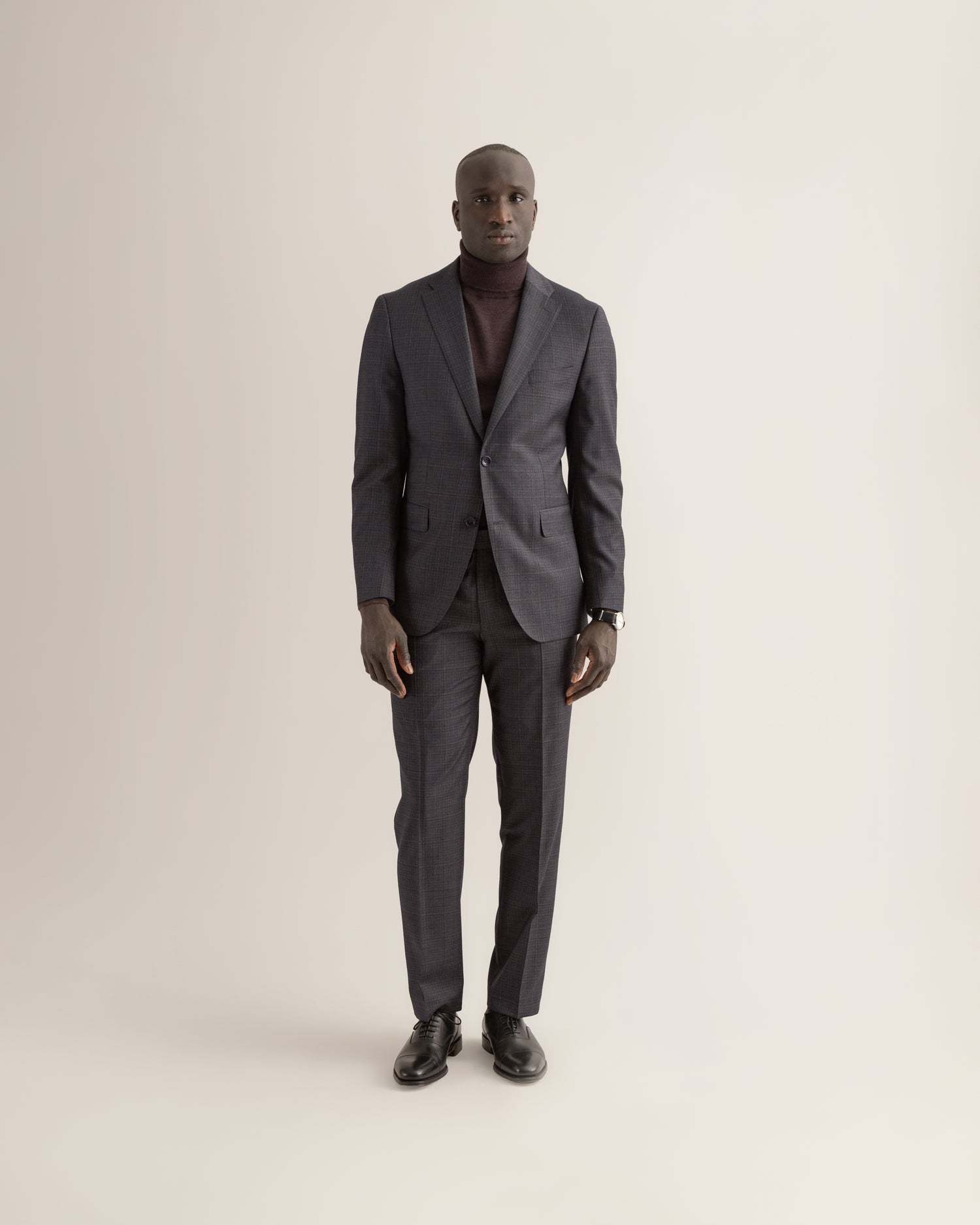 Premium Wool Suit in Navy Check