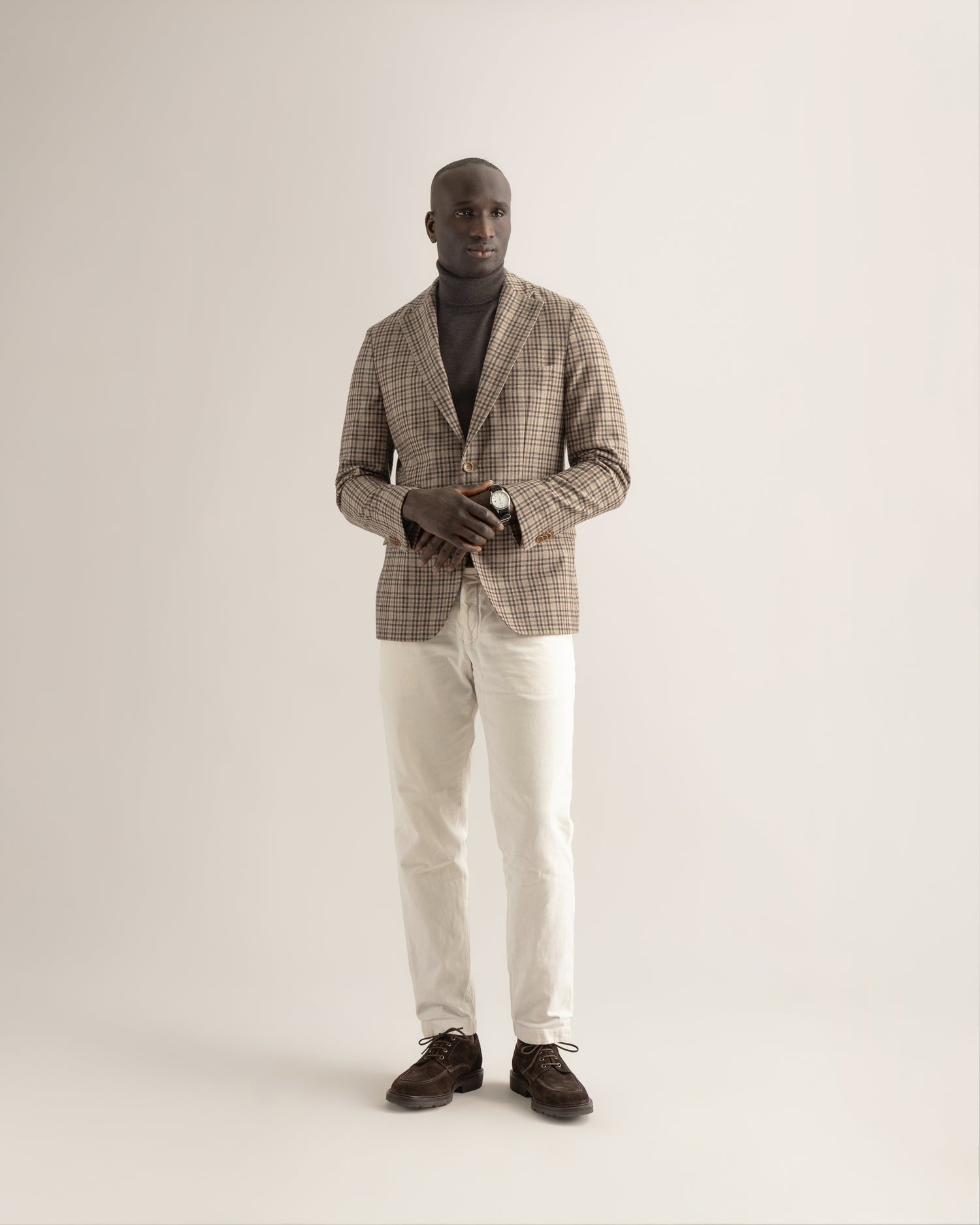 Plaid Blazer in Beige