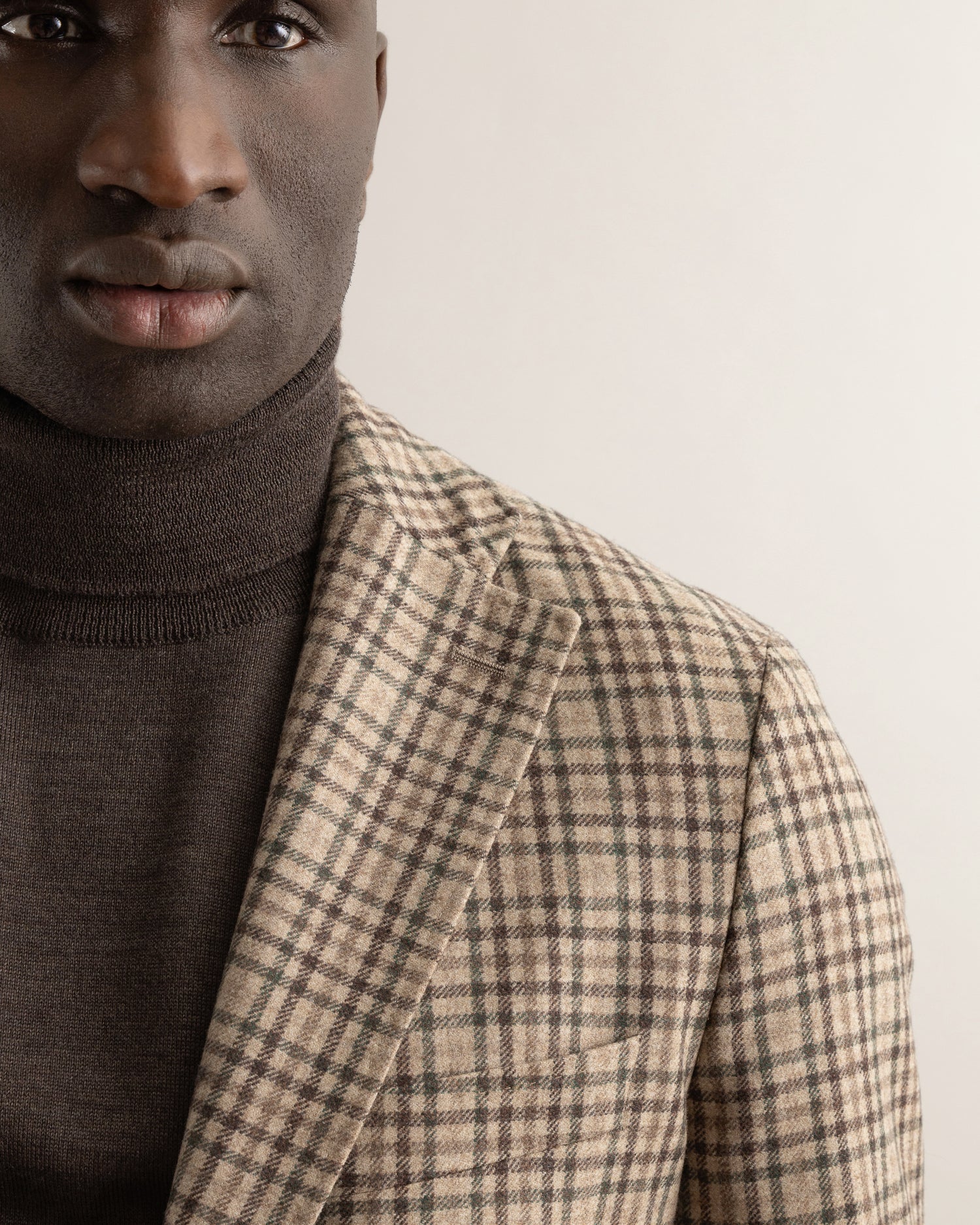 Plaid Blazer in Beige