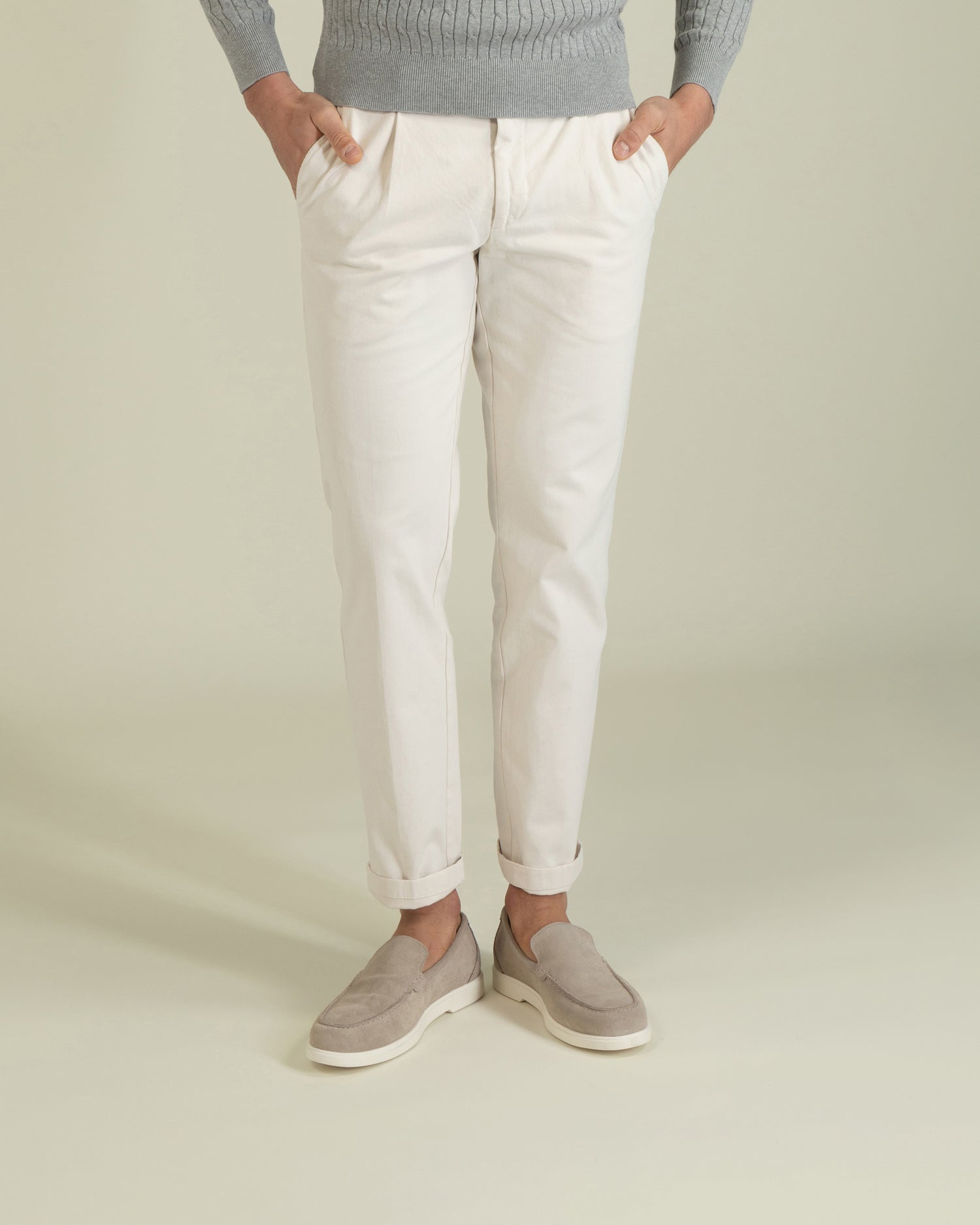 Ivory White Chino Trousers (8534407479626)