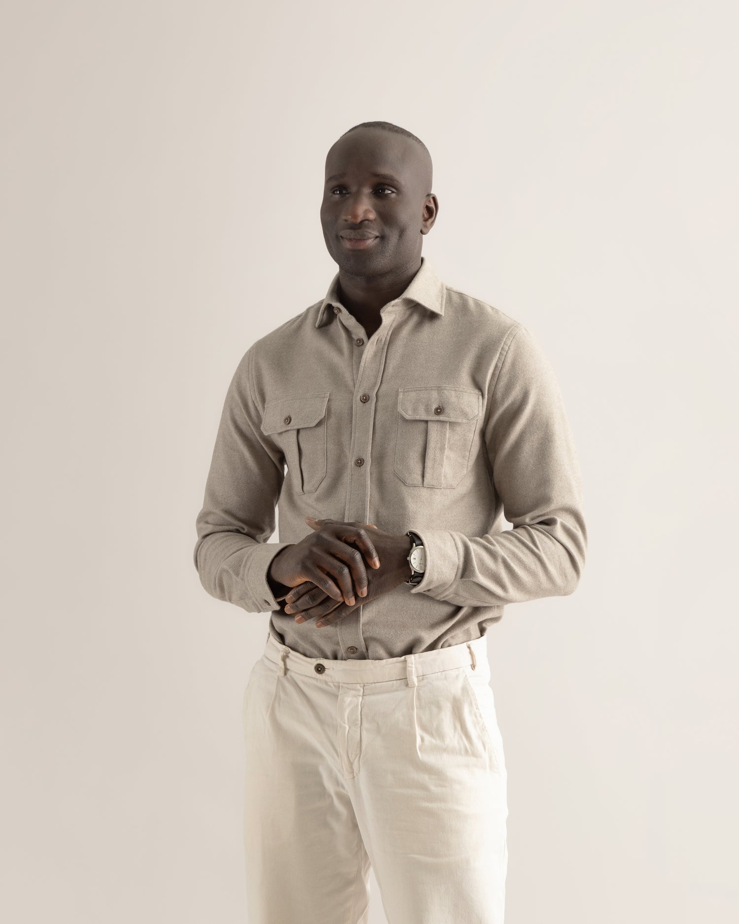 Casual Flannel Shirt in Beige