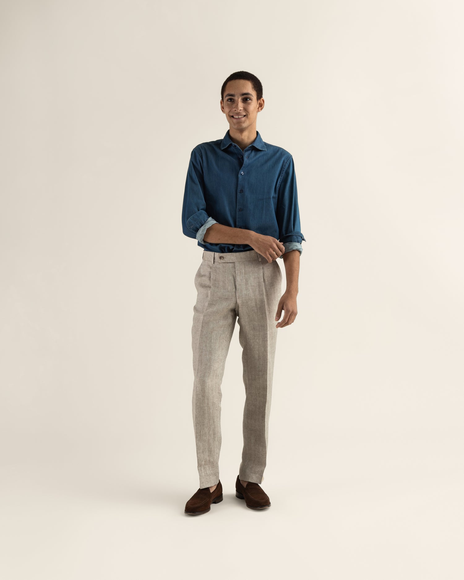 Linen Trousers in Beige