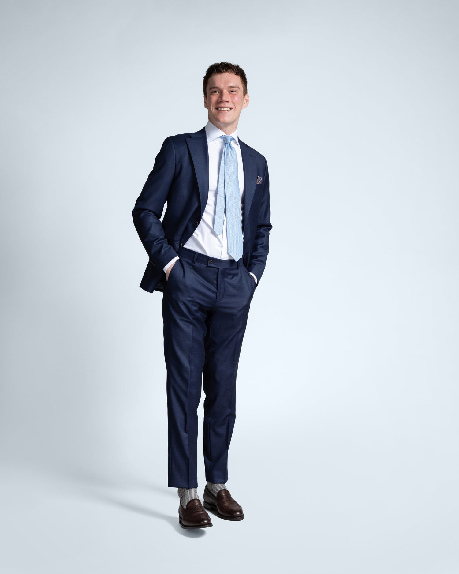 Navy Micro Check Suit (9638338986314)
