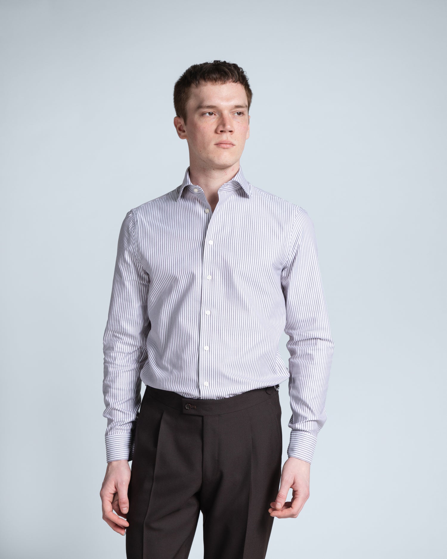 Oxford Style Brown-striped Shirt (10271839650122)