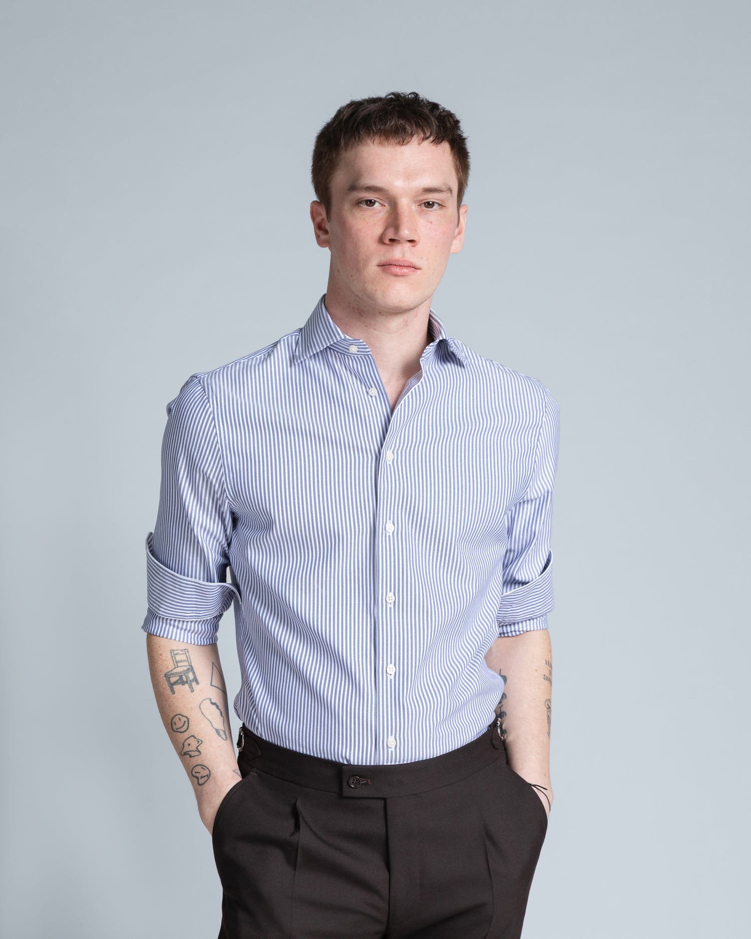 Oxford Style Blue-striped Shirt (10270669111626)