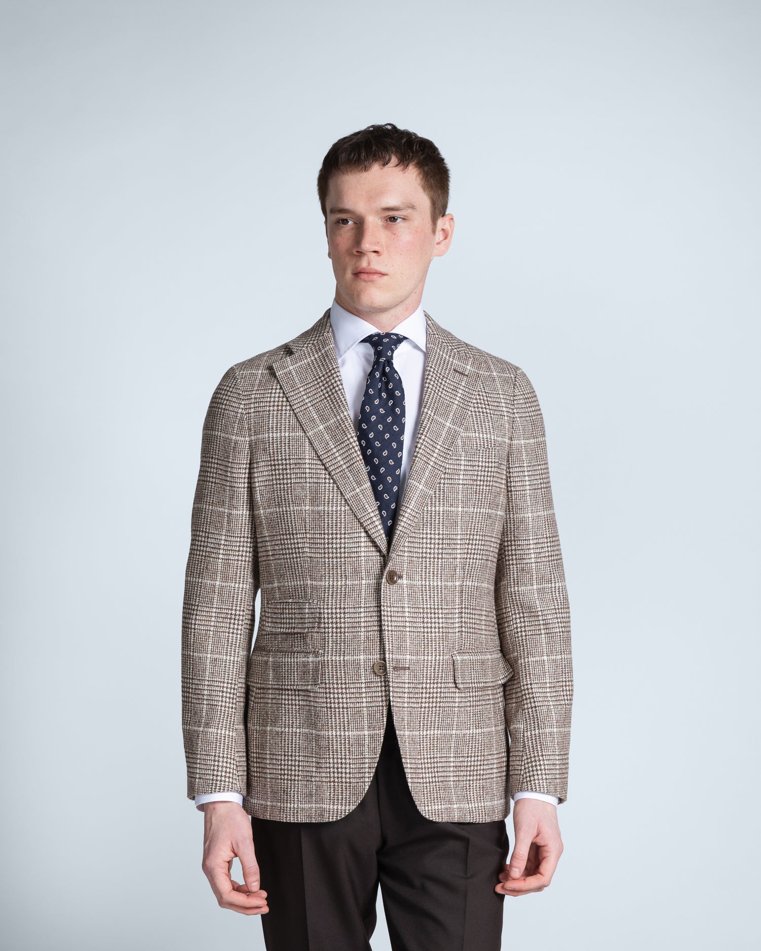 Luxurious Brown Check Blazer (10287653290314)