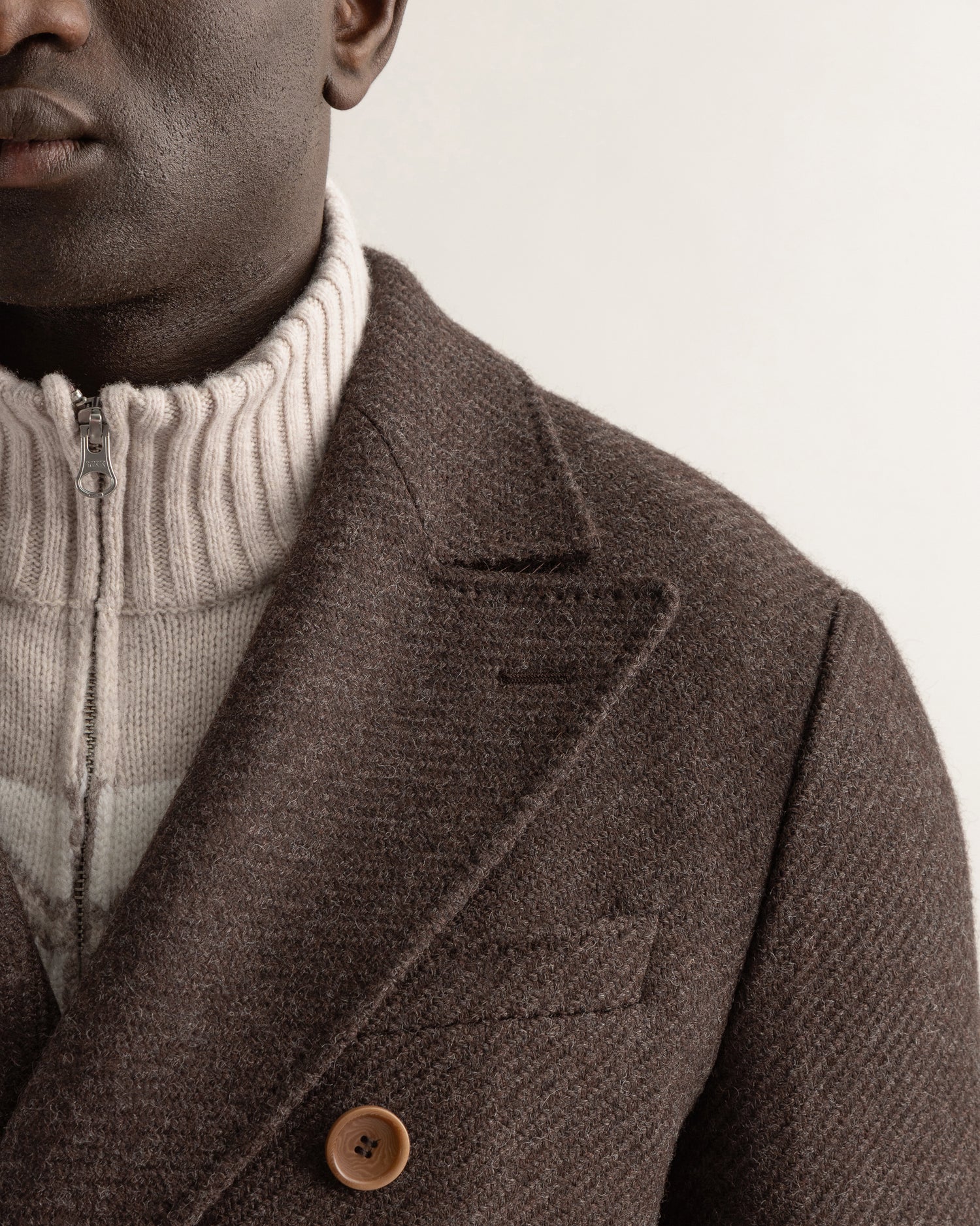 Double-Breasted Overcoat in Dark Brown