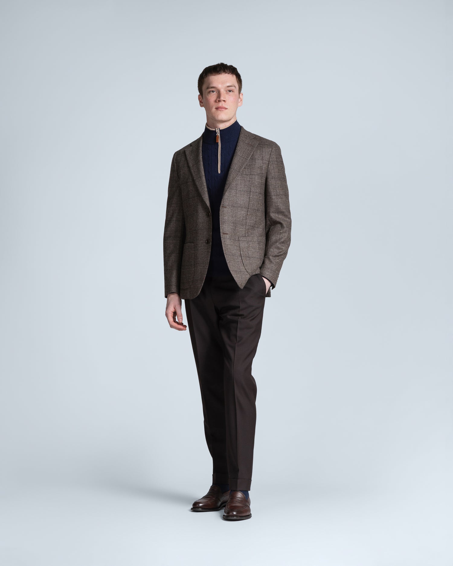 Brown Checked Wool-Casmere Blazer (10287548465482)