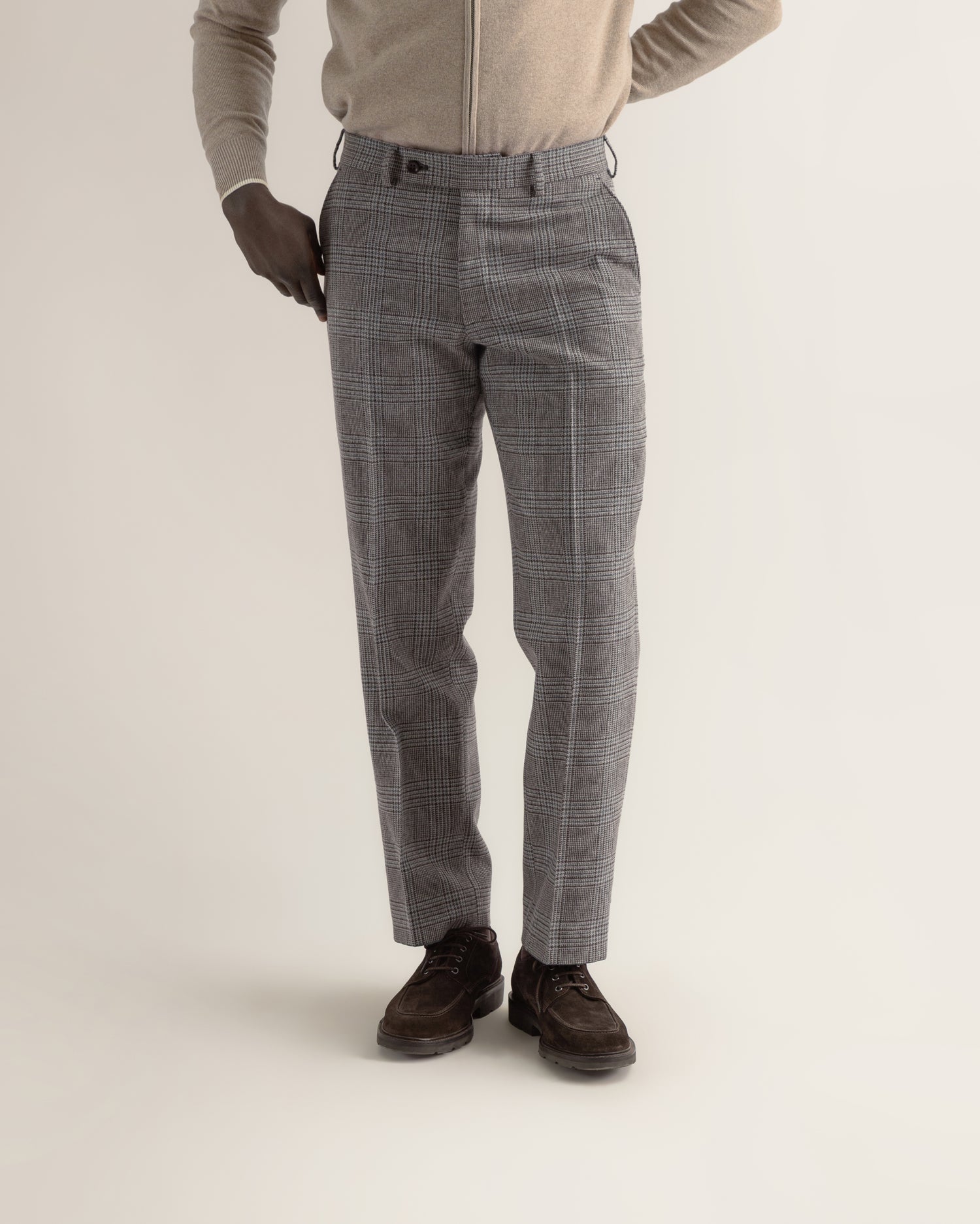 Flannel Trousers in Grey Check