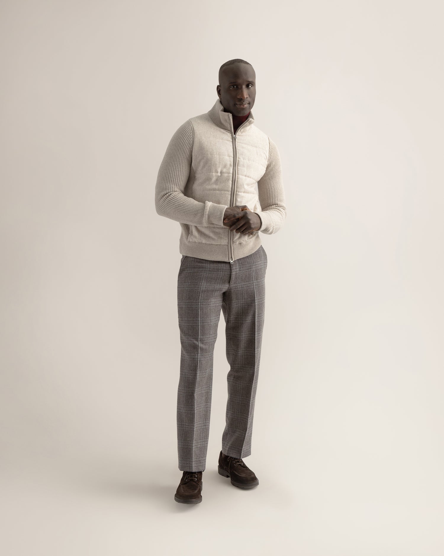 Zip-Up Cardigan in Beige