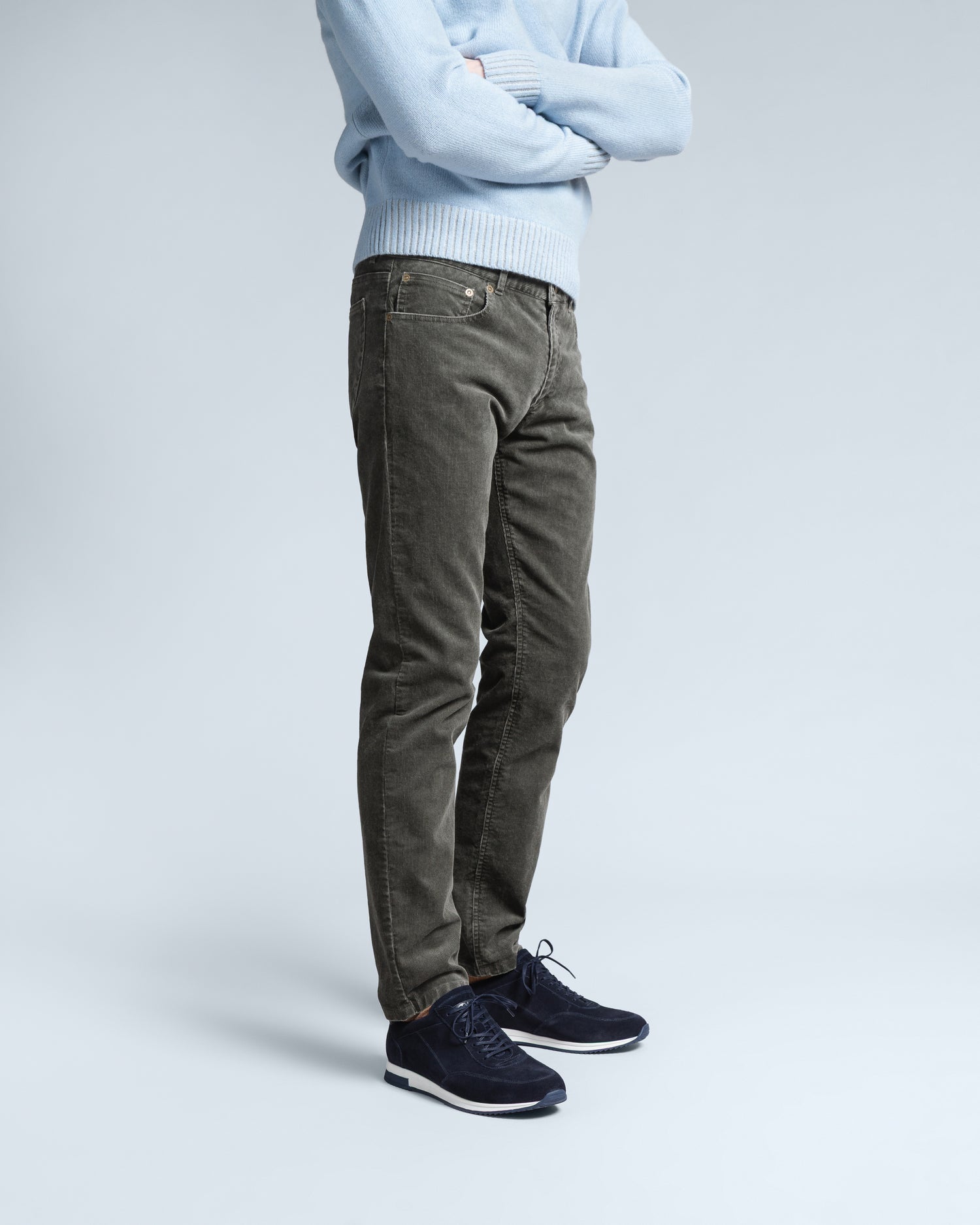 Five-pockets Corduroy Trousers in Dark Green (10270552621386)
