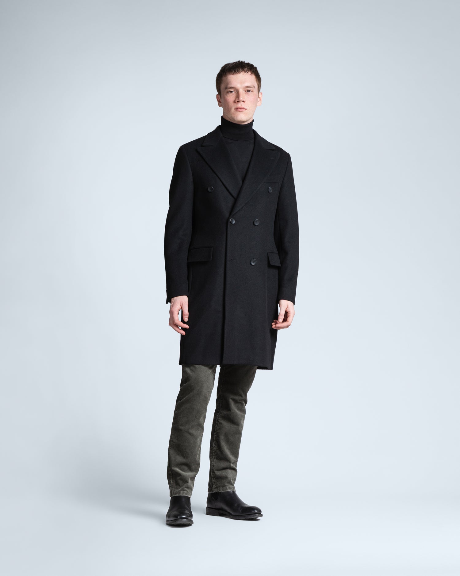 Double-breasted Overcoat in Black (9396731969866)