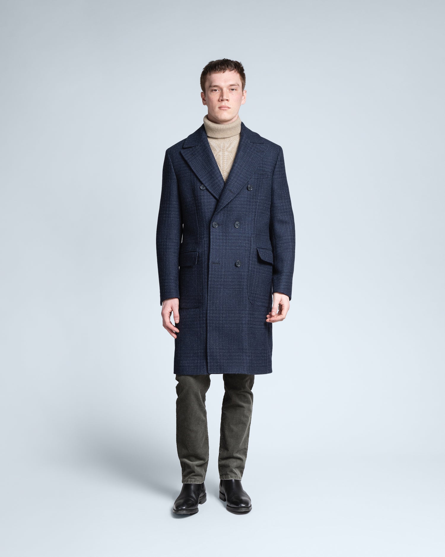 Glencheck Overcoat in Dark Blue (10277268422986)