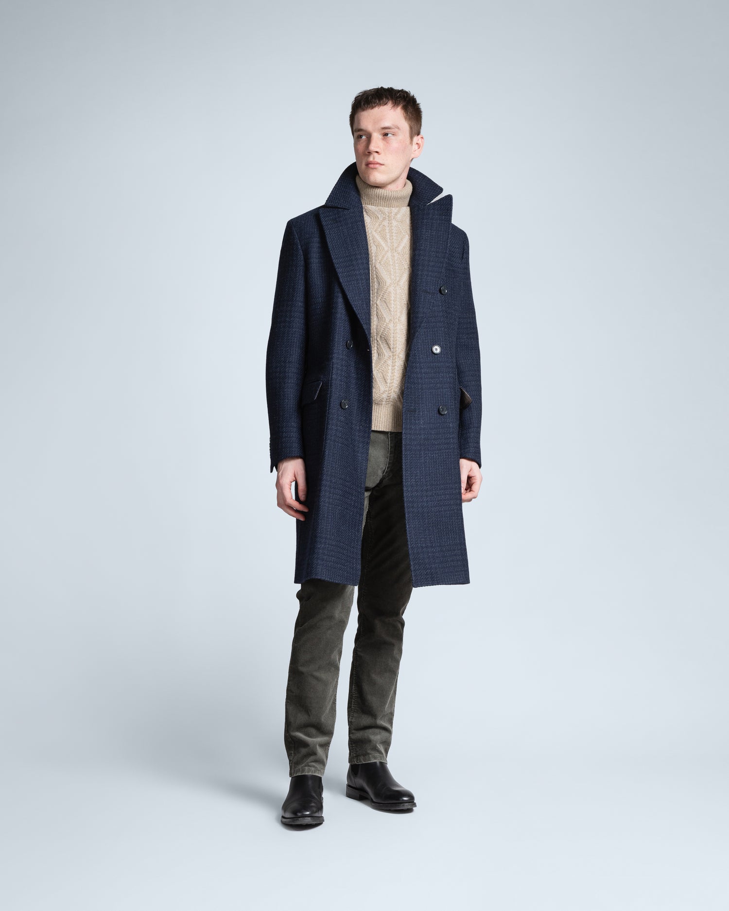 Glencheck Overcoat in Dark Blue (10277268422986)