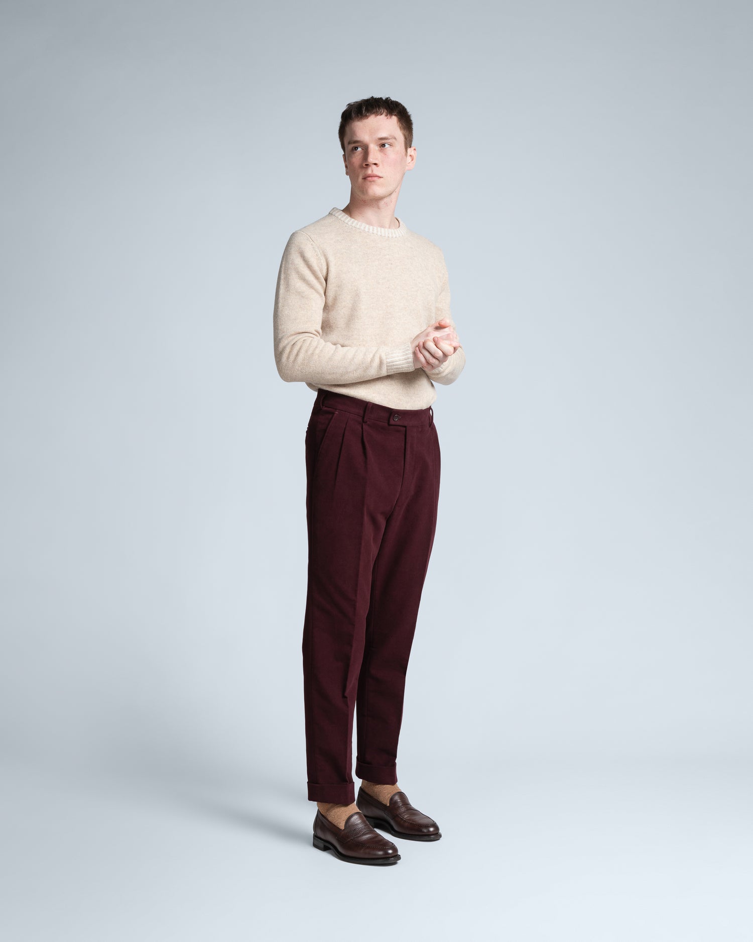 Casual Moleskin Trousers in Burgundy (10287511535946)