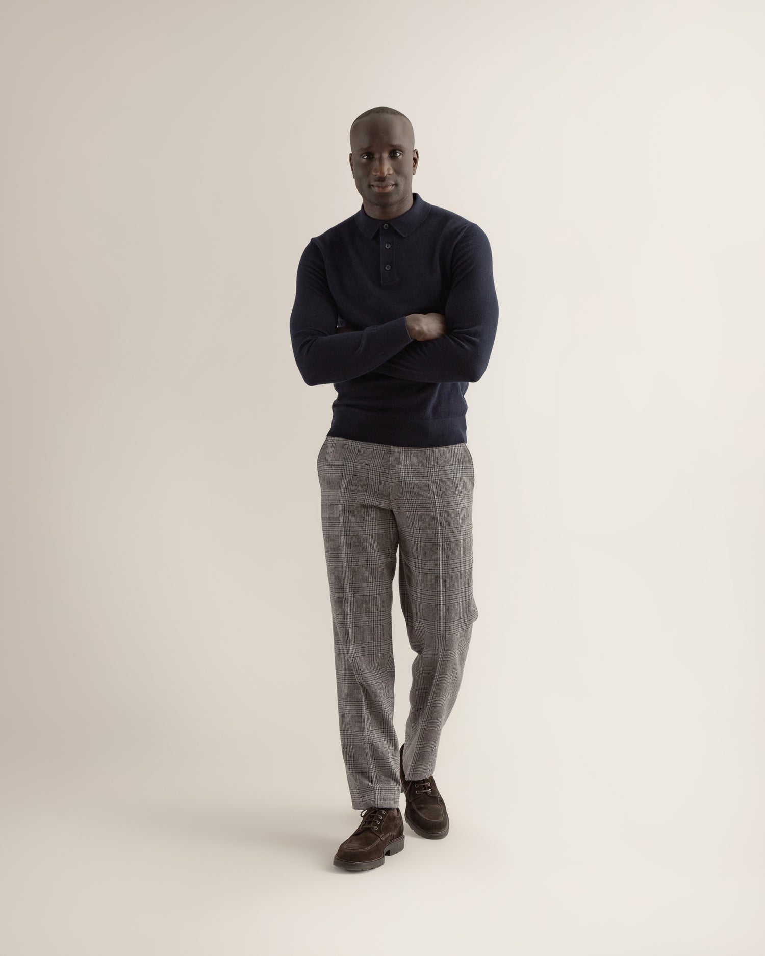 Flannel Trousers in Grey Check
