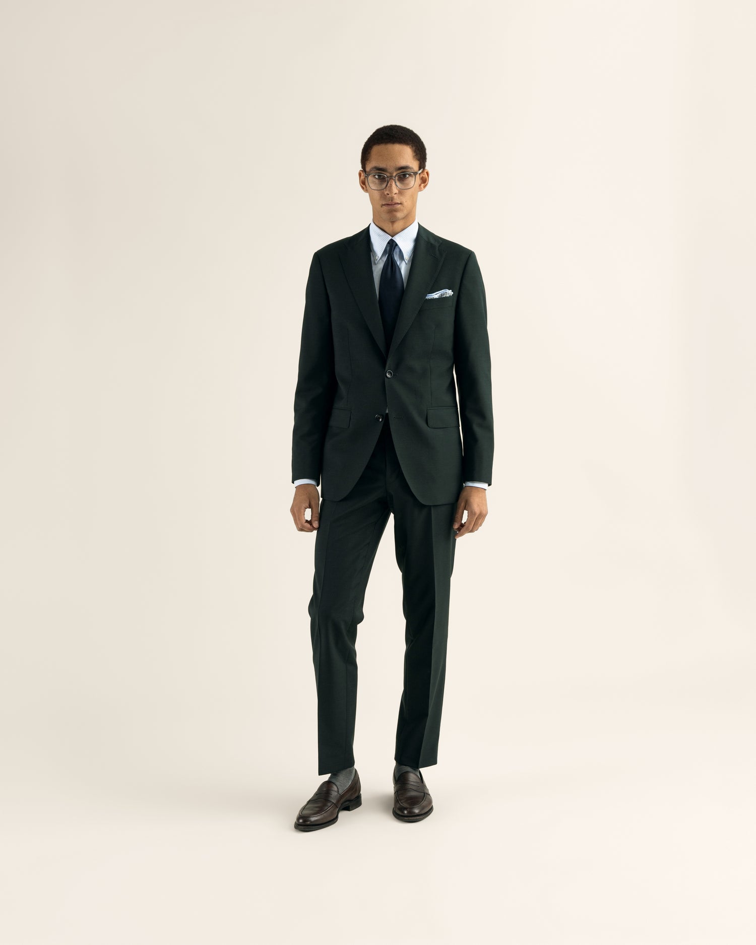 Wool-Mohair Suit in Dark Green