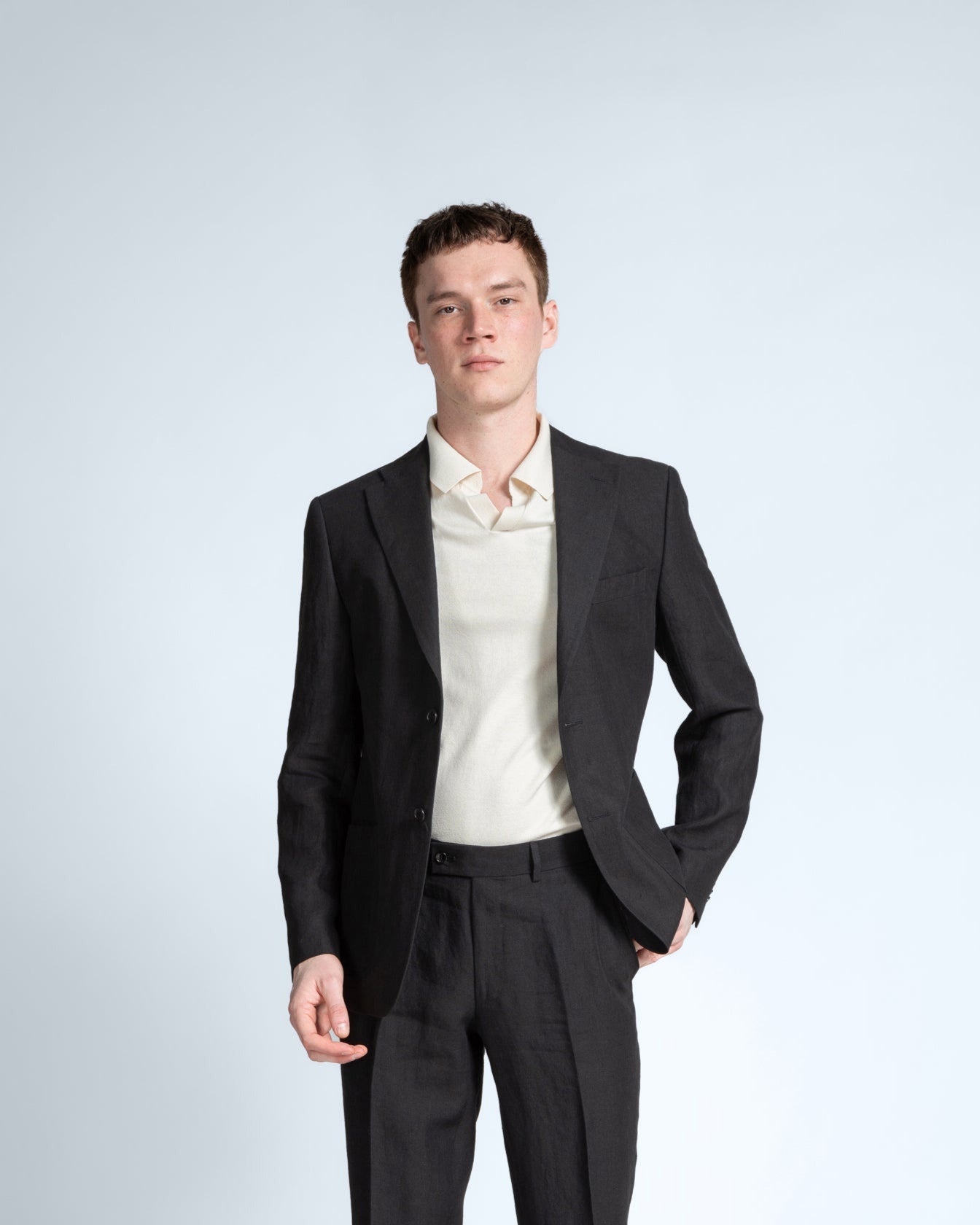 Linen Jacket in Black (9992961622346)